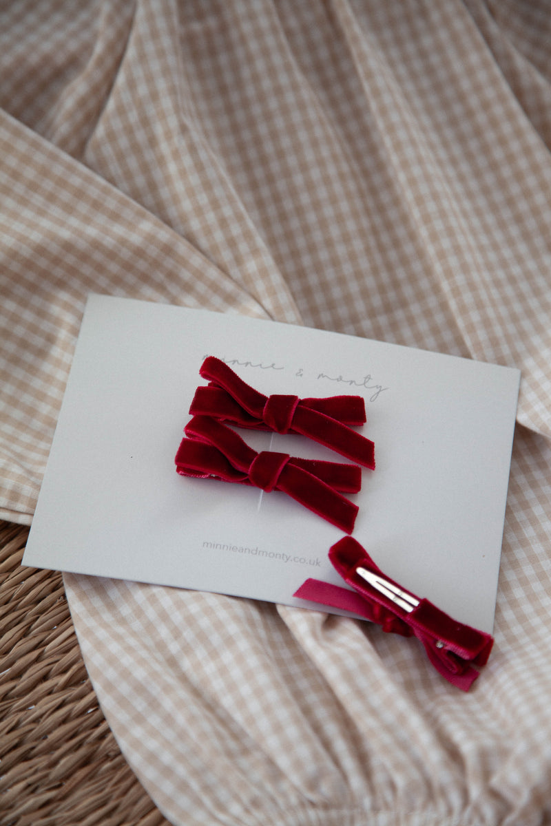 Dark Red Velvet Medium Bow Slides (2 pack)