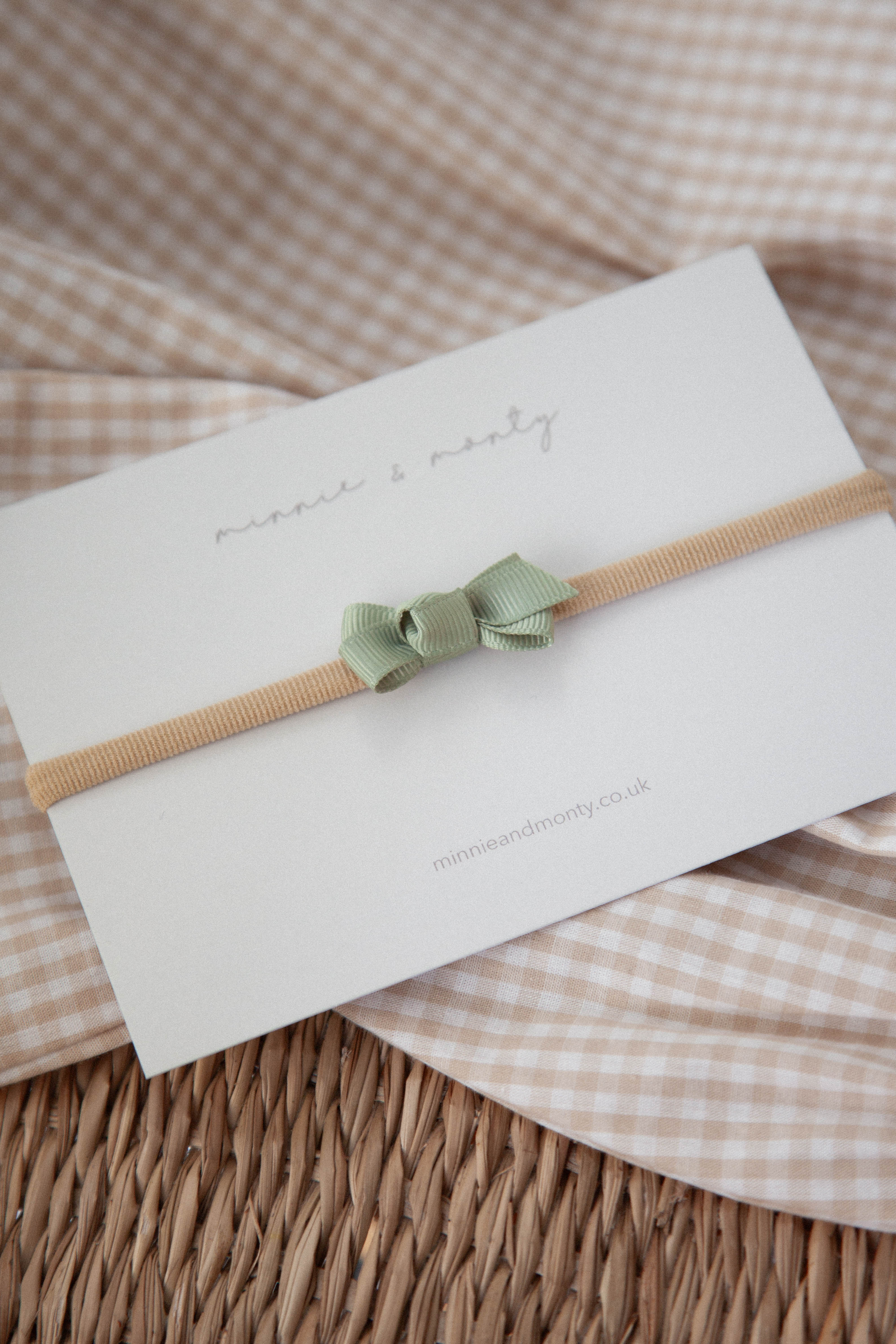 Dainty Mini Bow Headband in Olive