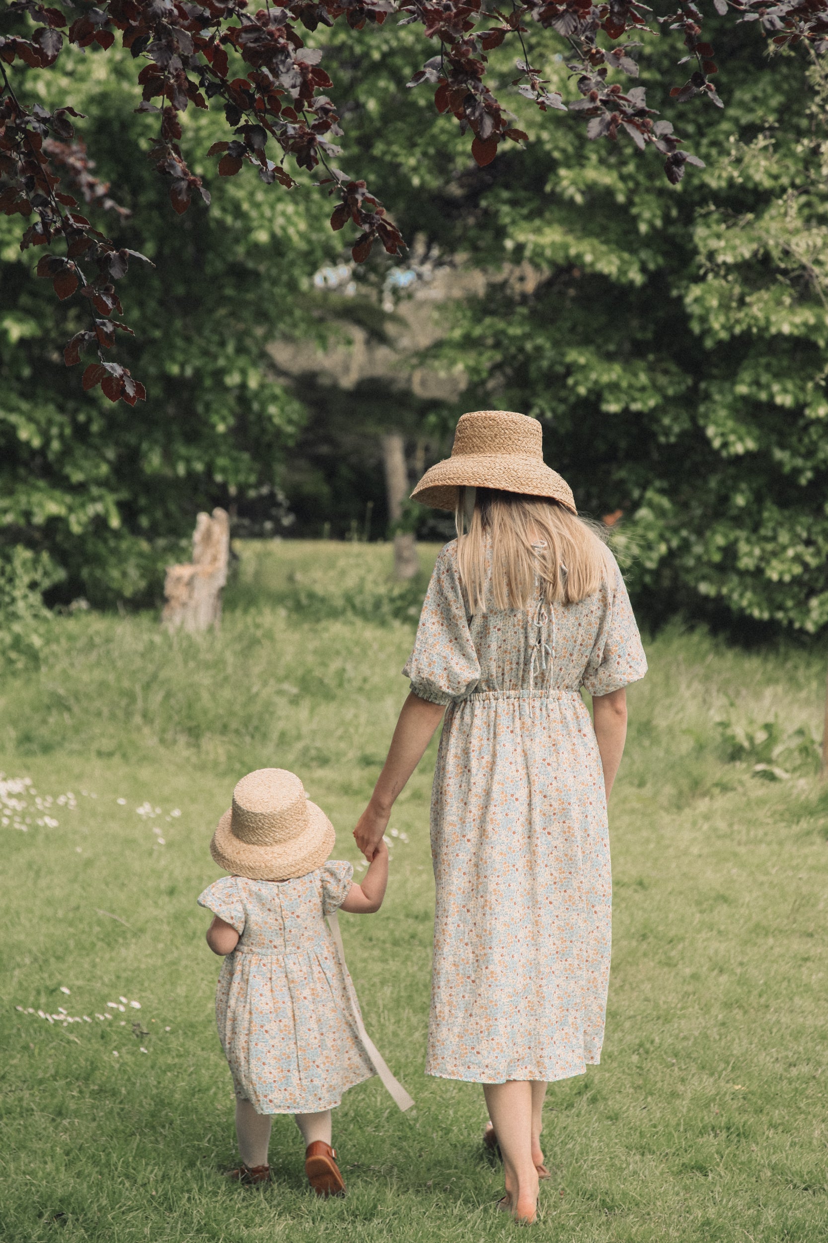 Blue Wildflowers/Muslin Ladies Midi Dress