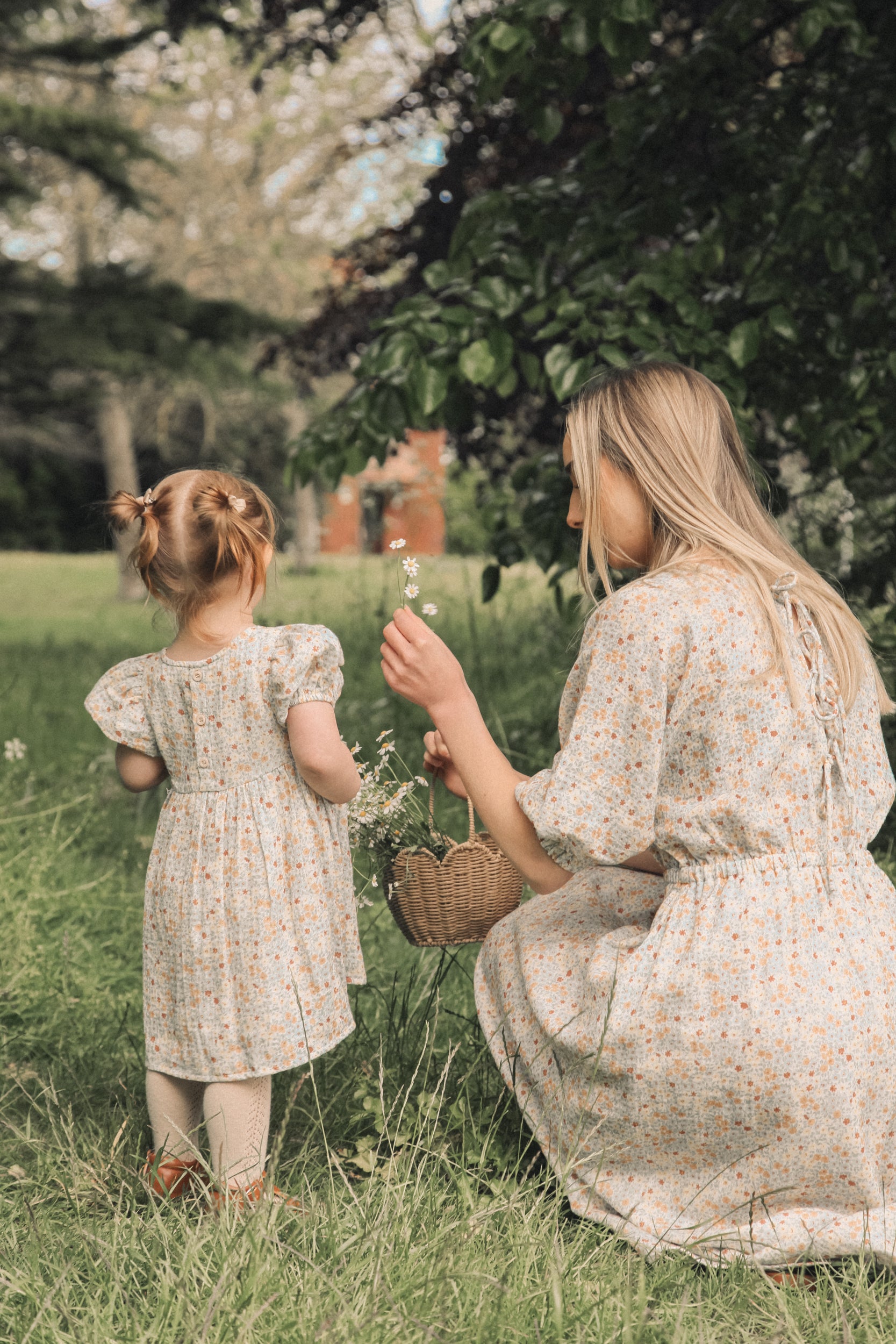 Blue Wildflowers/Muslin Ladies Midi Dress