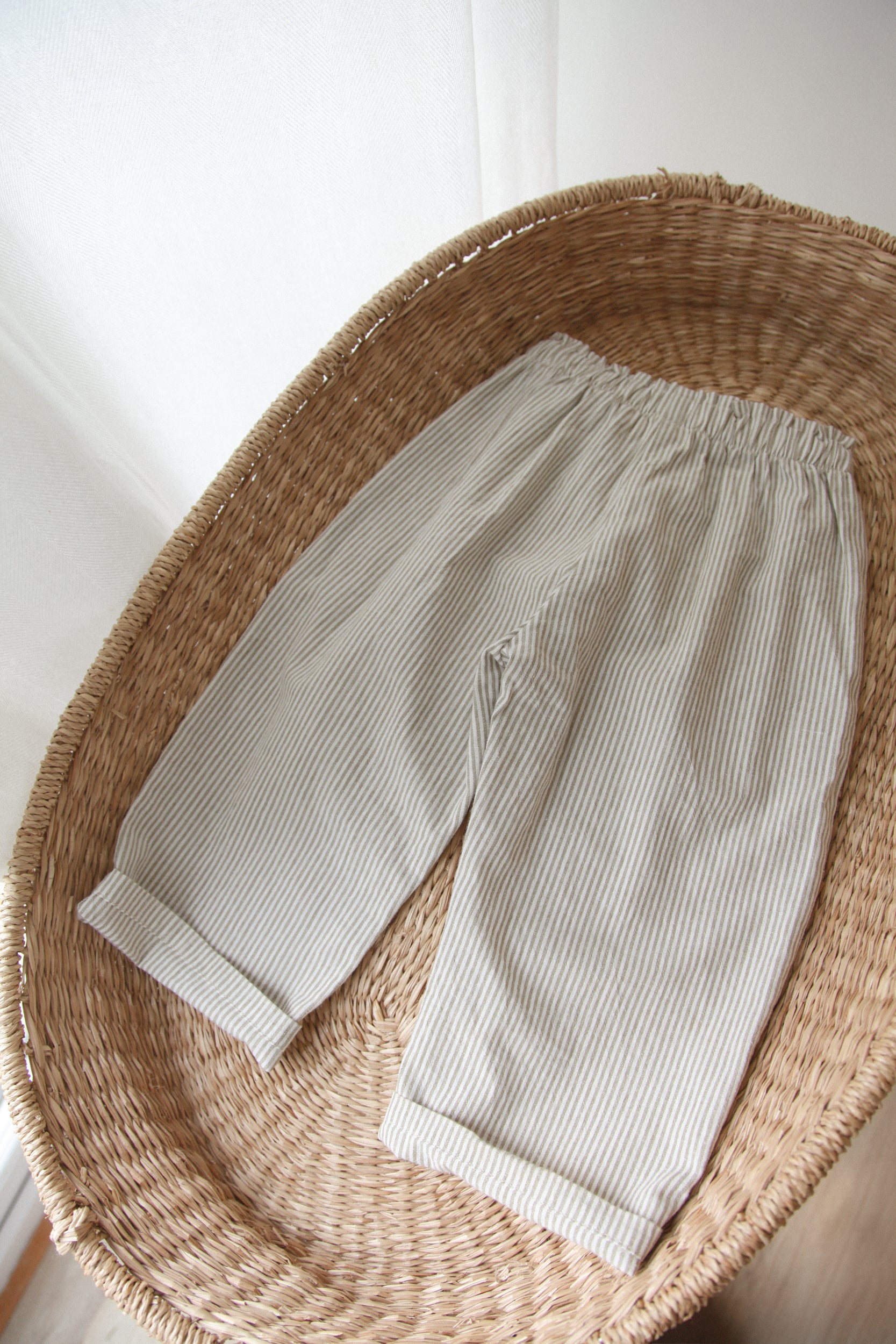 Green/Stripe Cotton Oversized Trousers