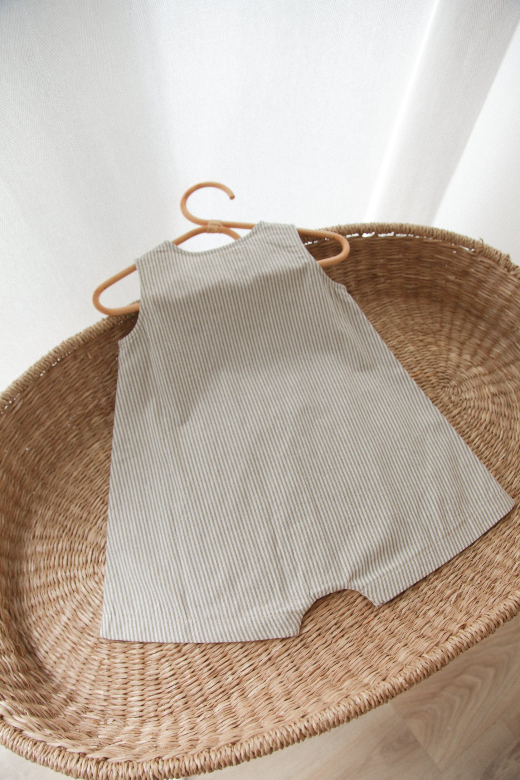 Green/Stripe Cotton Button Front Playsuit