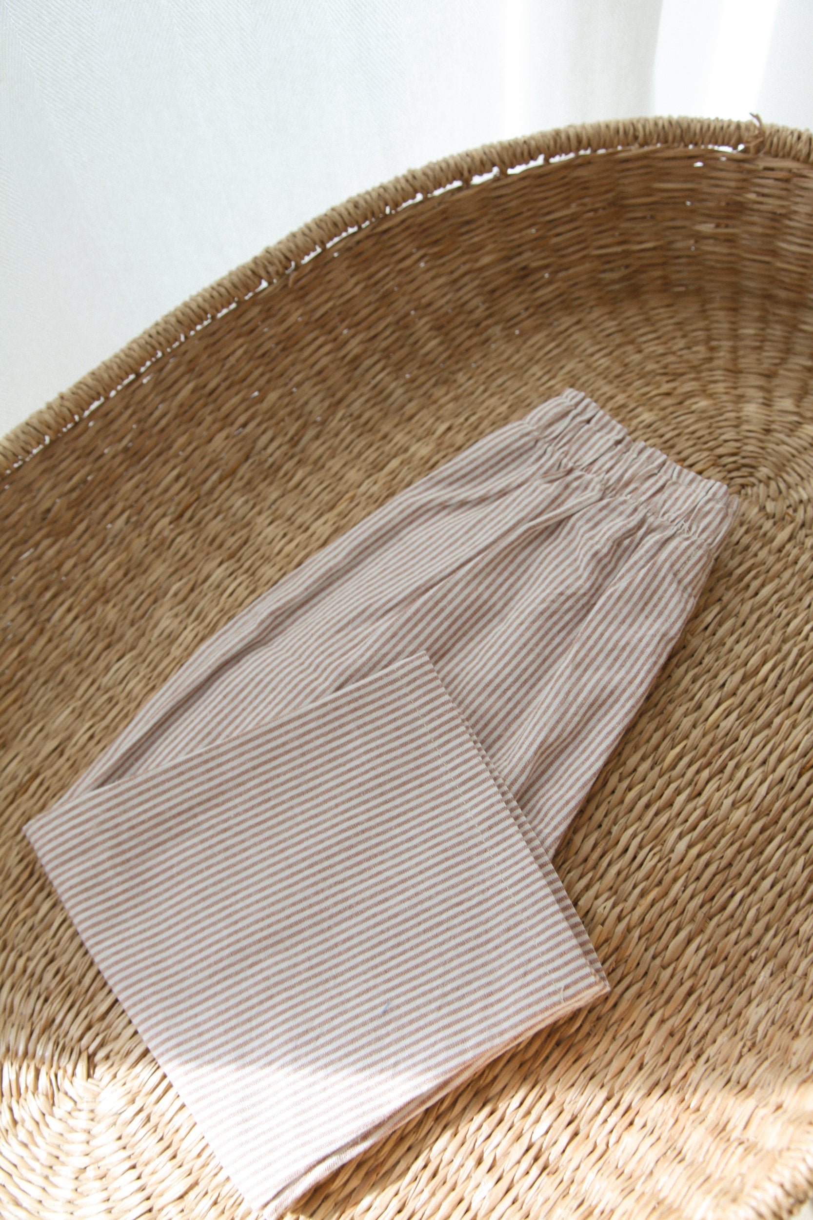 Brown/Stripe Cotton Oversized Trousers