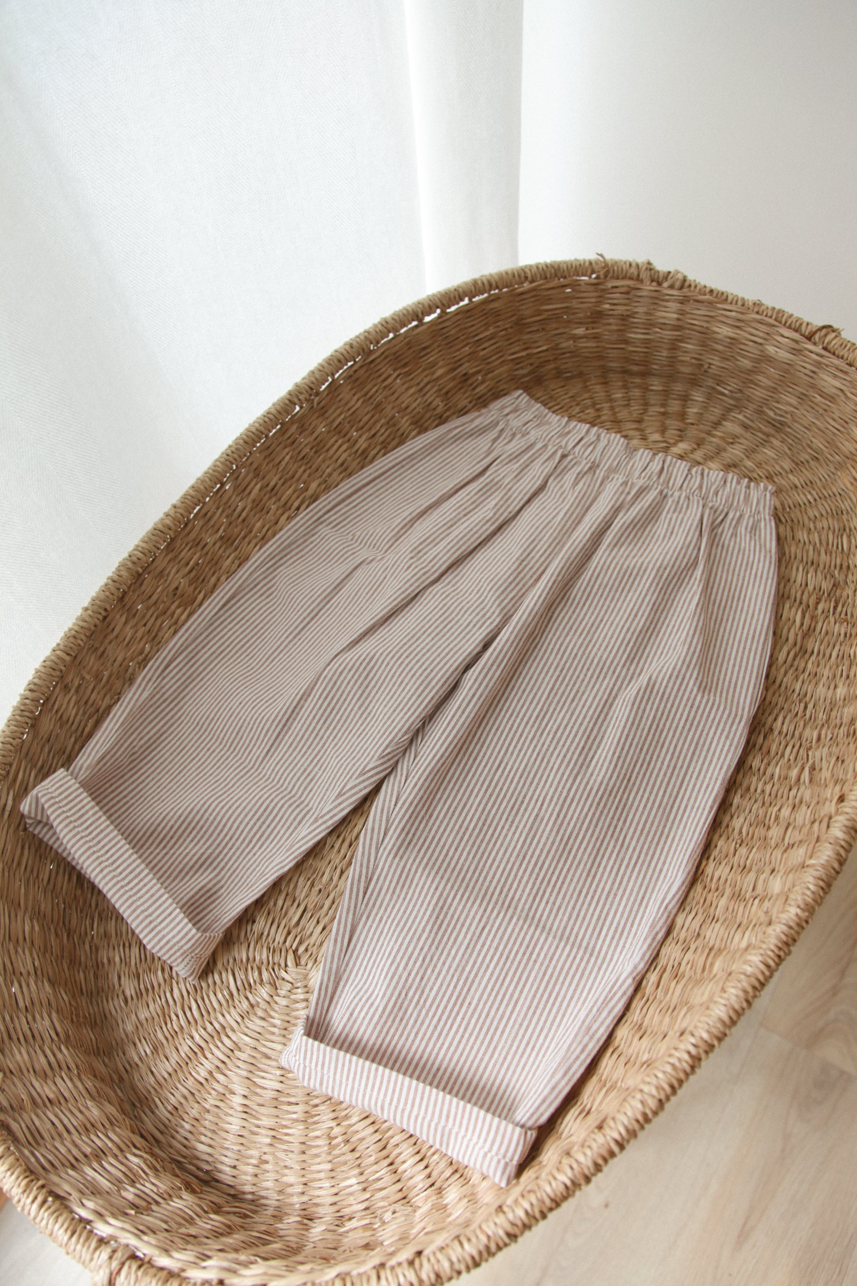 Brown/Stripe Cotton Oversized Trousers