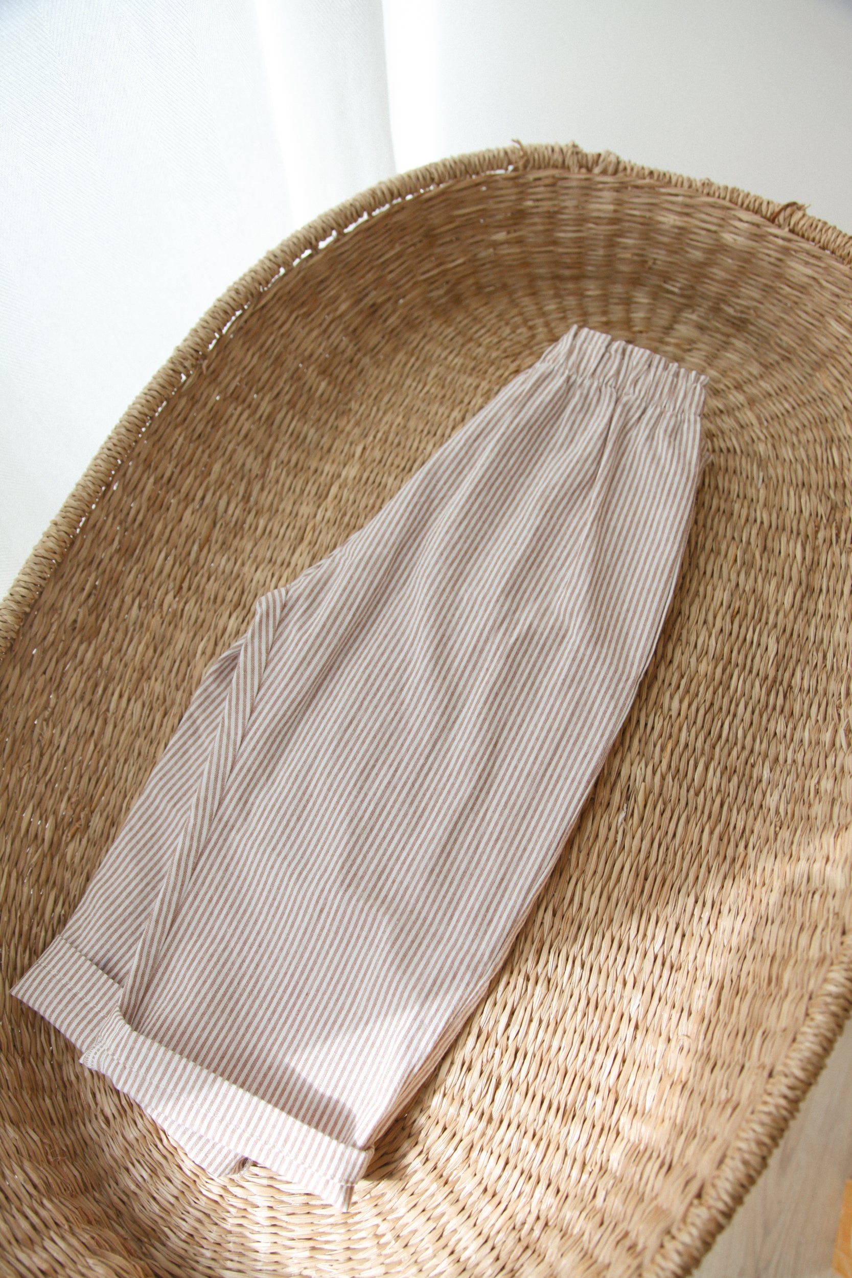 Brown/Stripe Cotton Oversized Trousers