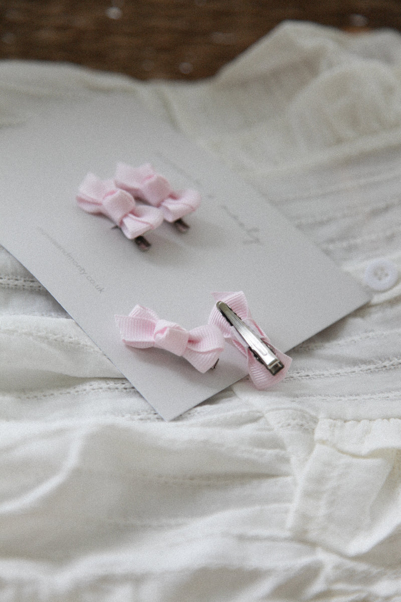 Powder Pink Mini Bow Clips (2 pack)