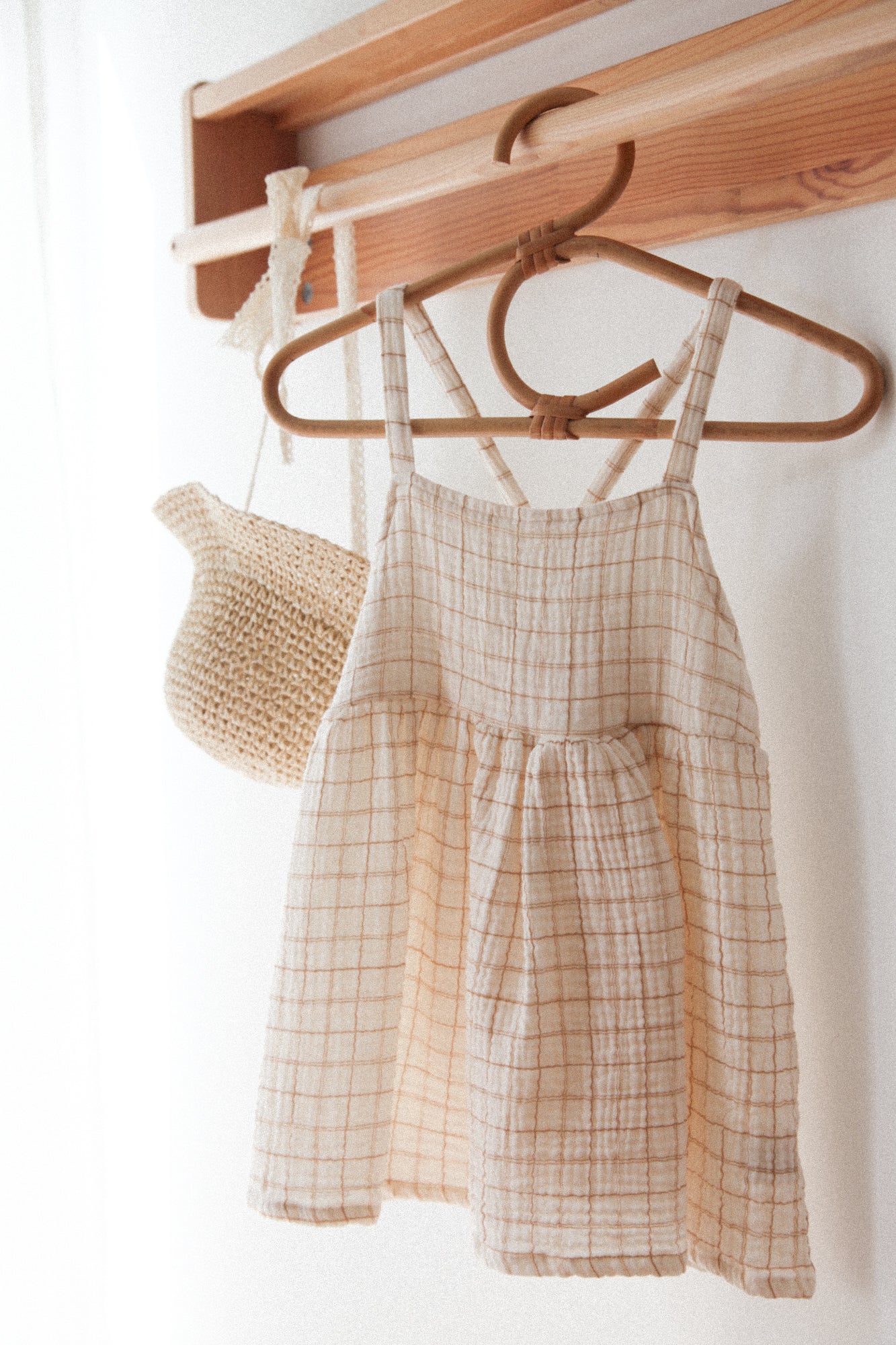 Soft Muslin Check Strappy Dress