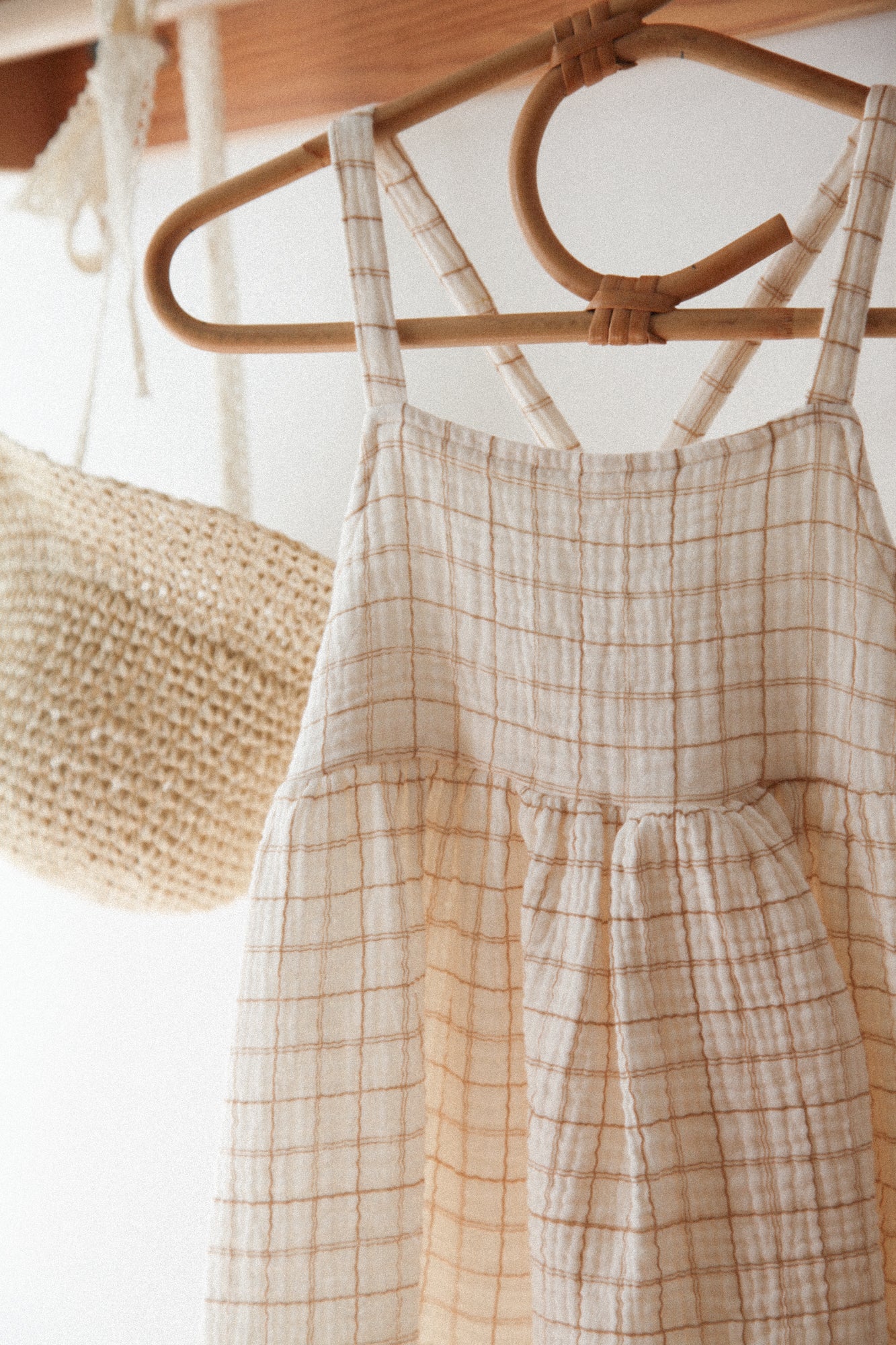 Soft Muslin Check Strappy Dress