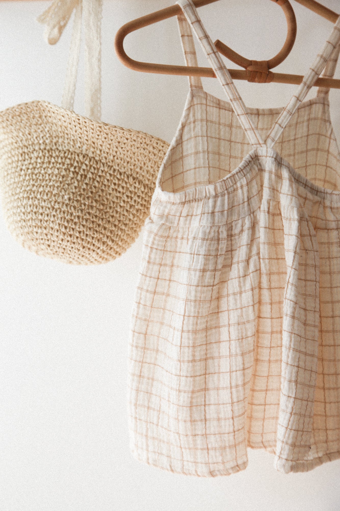 Soft Muslin Check Strappy Dress