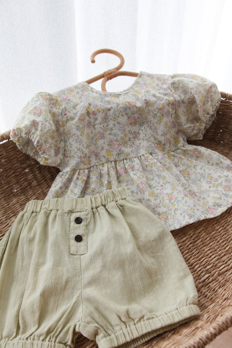 Cotton Button Puff Shorts (2 colours)