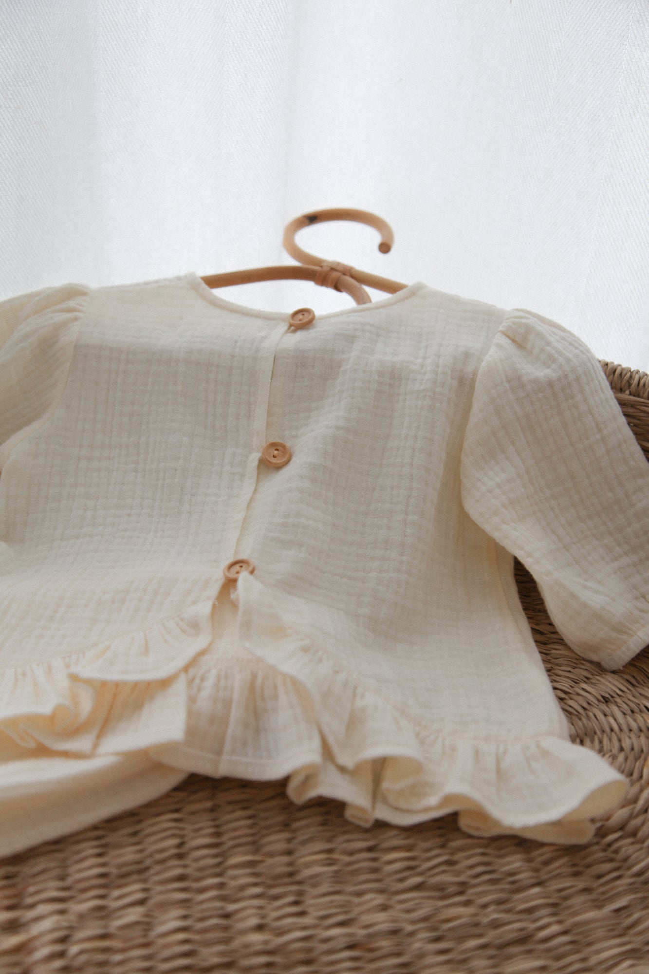 Buttermilk/Muslin Frill Button Back Top