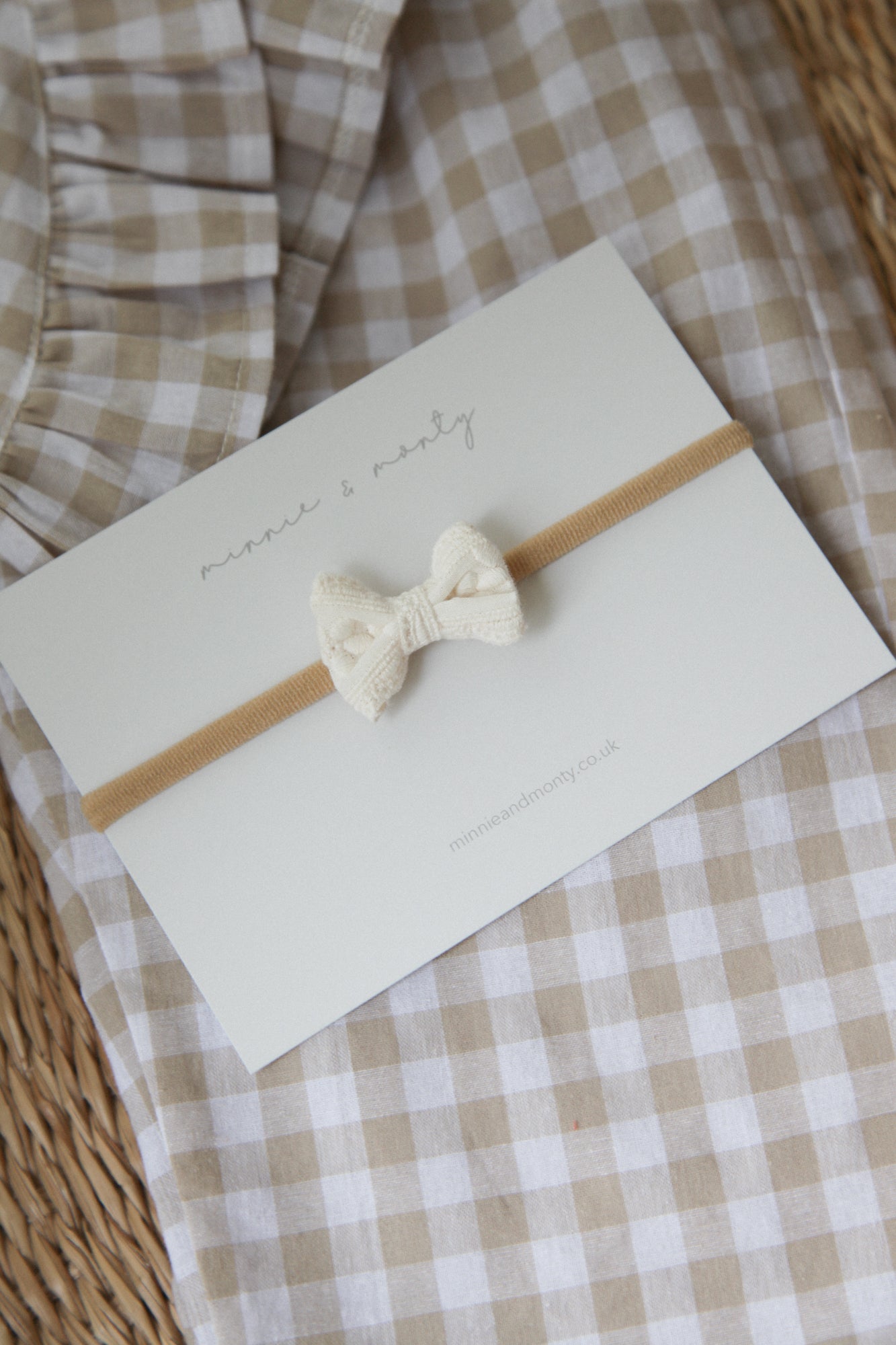 Cotton/Embroidered Small Bow Headband