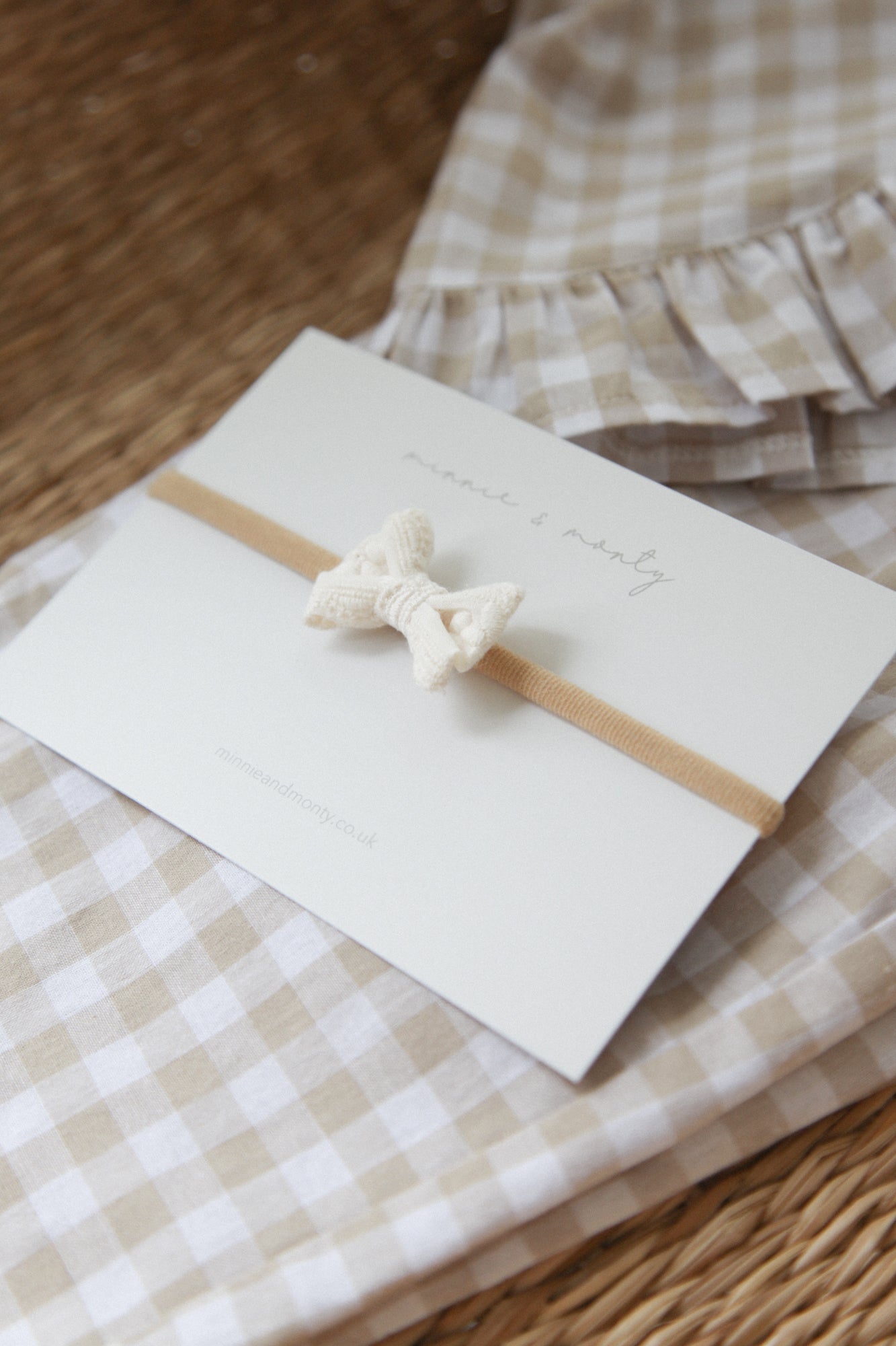 Cotton/Embroidered Small Bow Headband