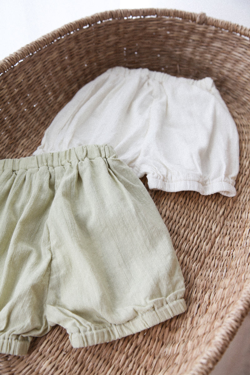 Cotton Button Puff Shorts (2 colours)