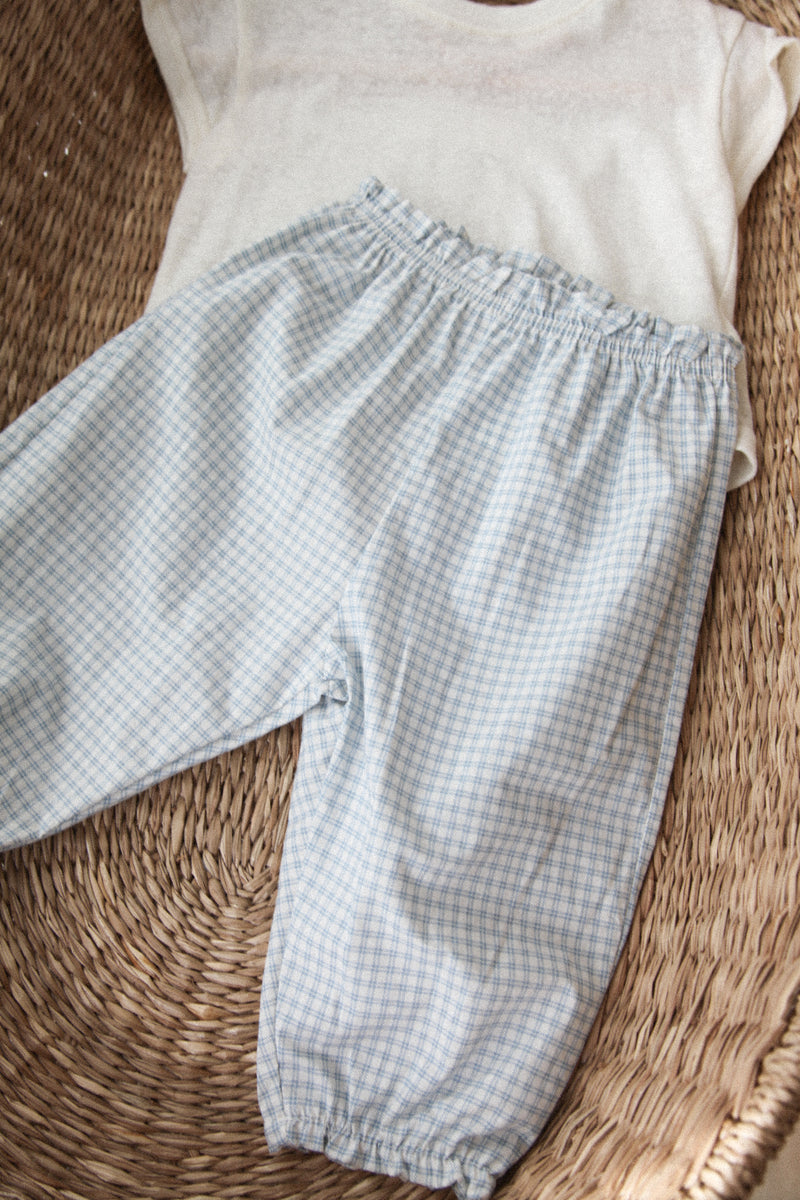 Unisex Light Blue Check Relaxed Trouser