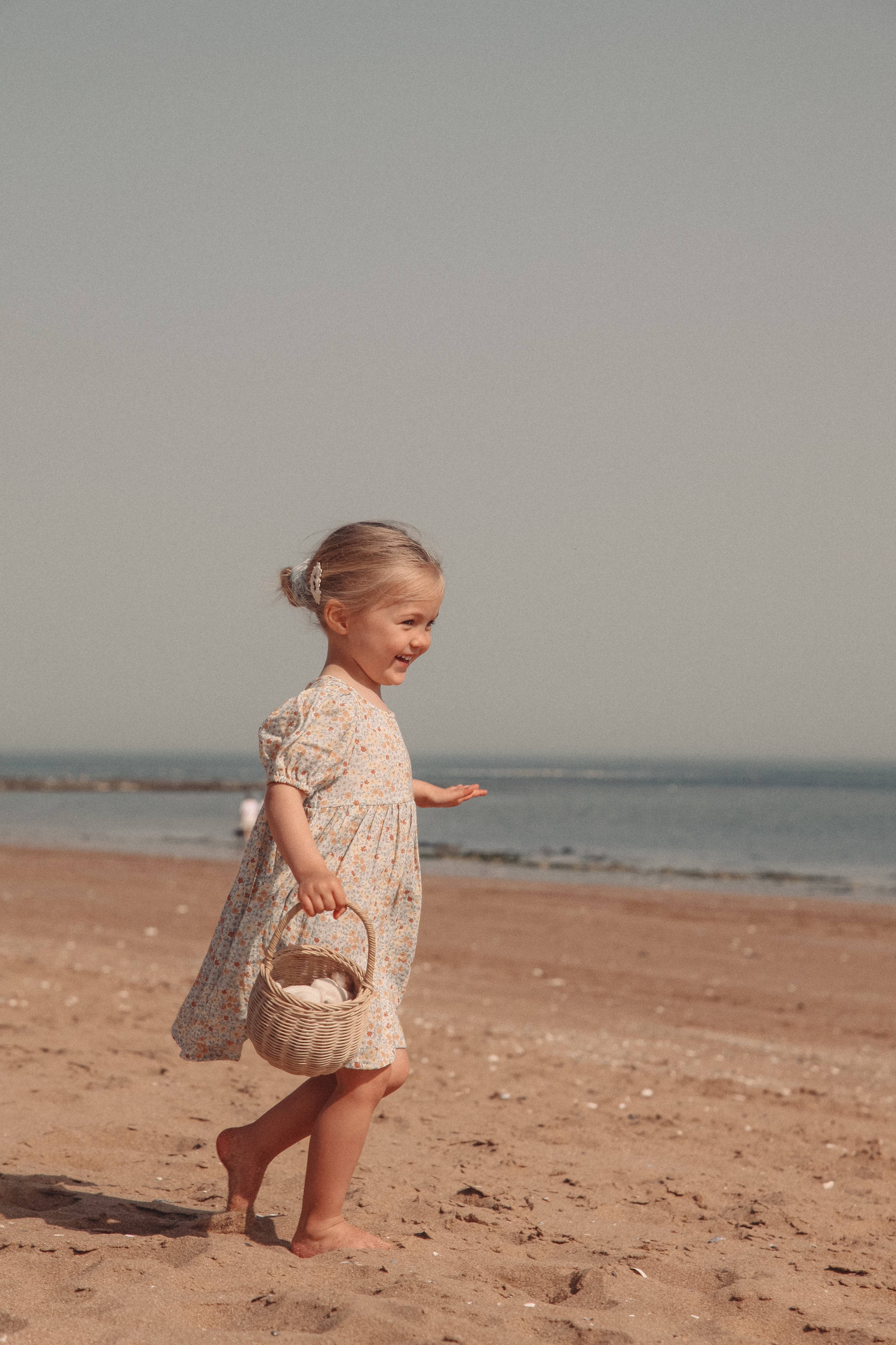 Blue/Wildflowers Puff Short Sleeve Muslin Dress