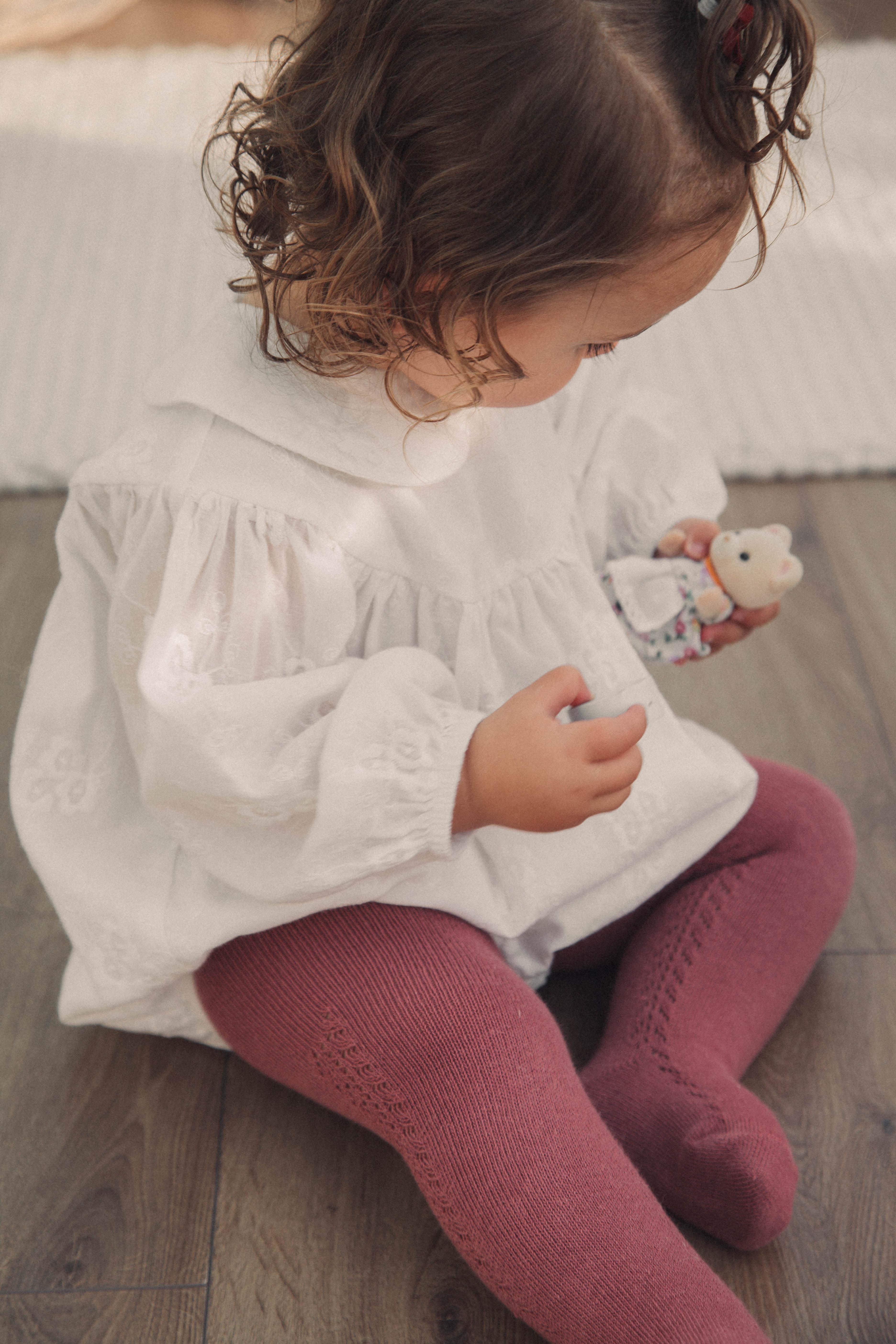 White/Embroidered Long Sleeve Romper