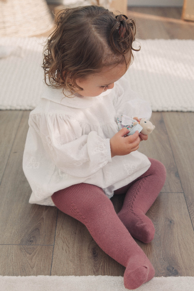 PRE-ORDER White/Embroidered Long Sleeve Romper