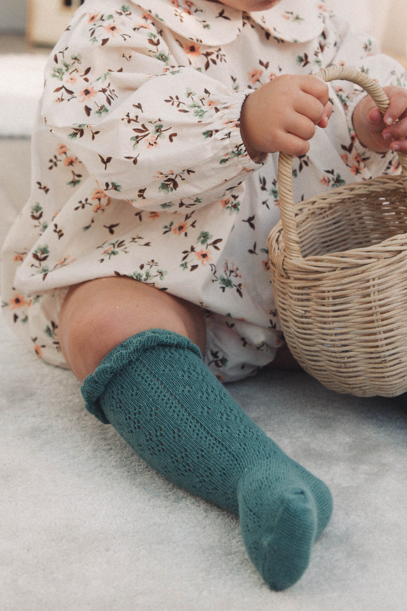 Sage Green Openwork Frill Socks