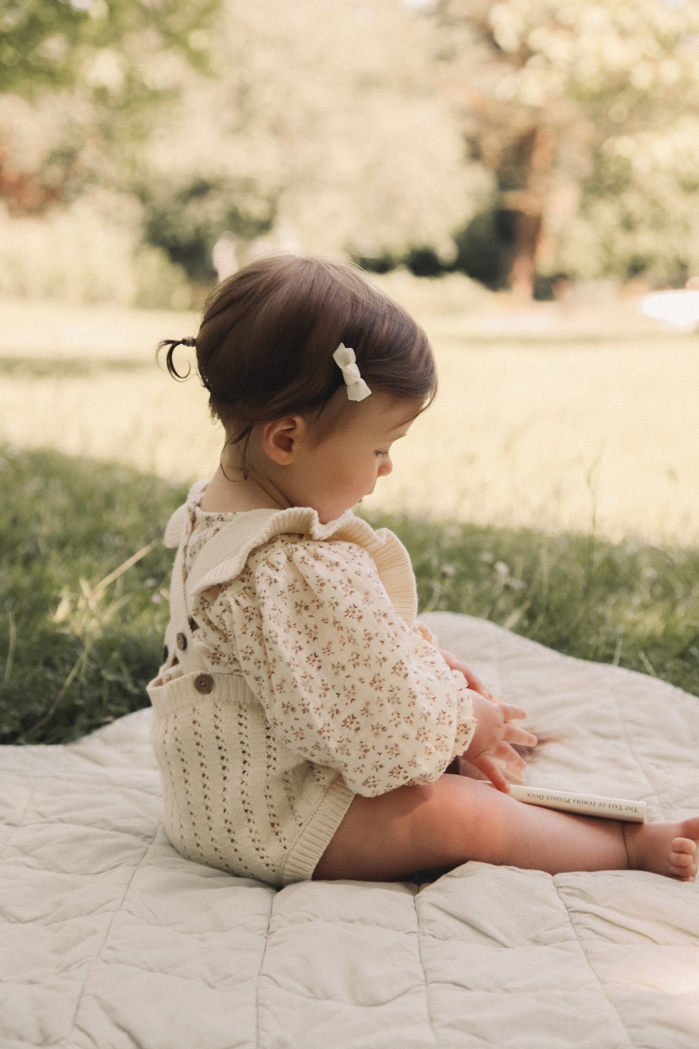 Cream Organic Cotton Frill Sleeve Knitted Romper