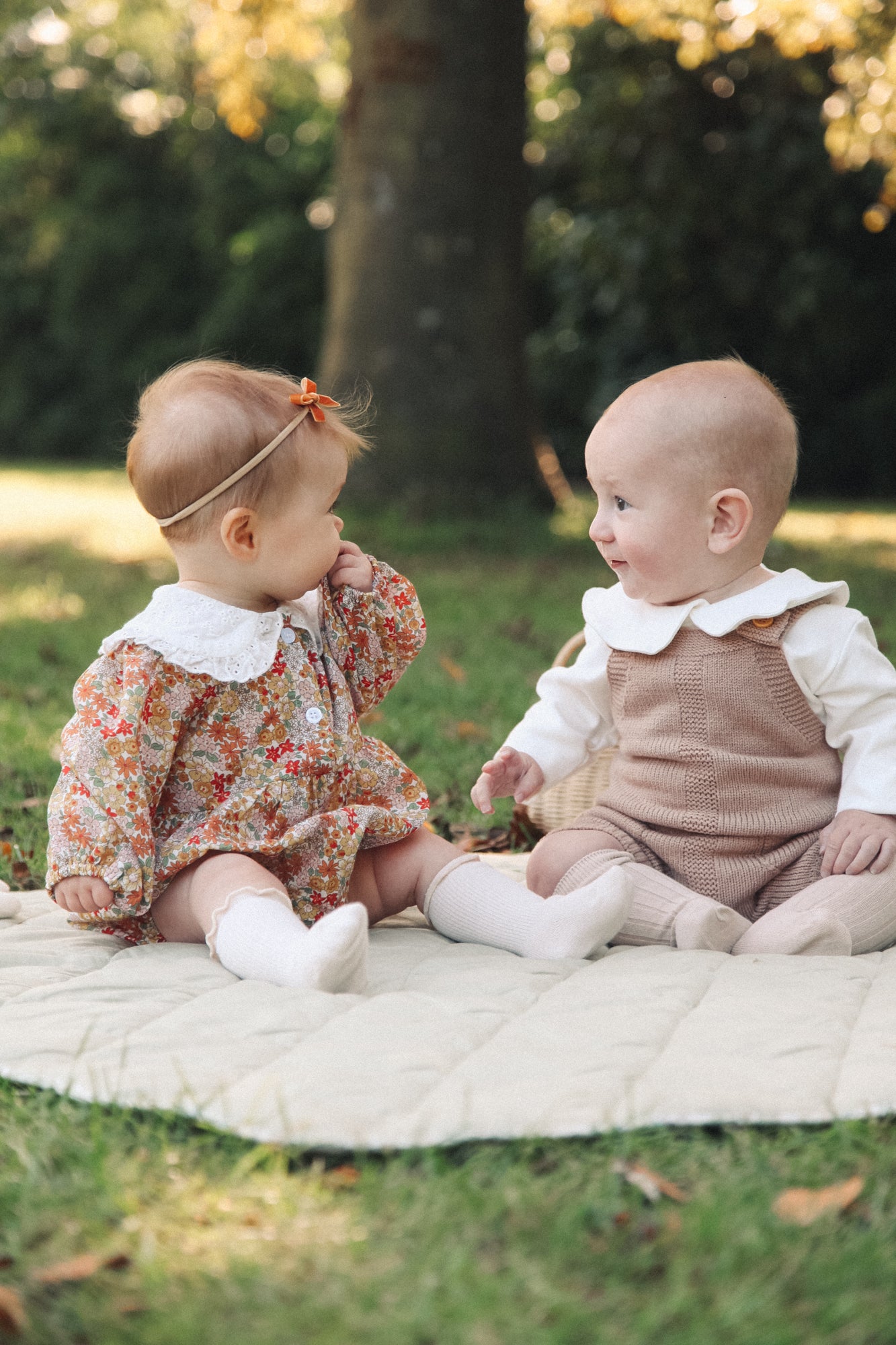 Autumn Floral & White Broderie Oversized Collar Romper