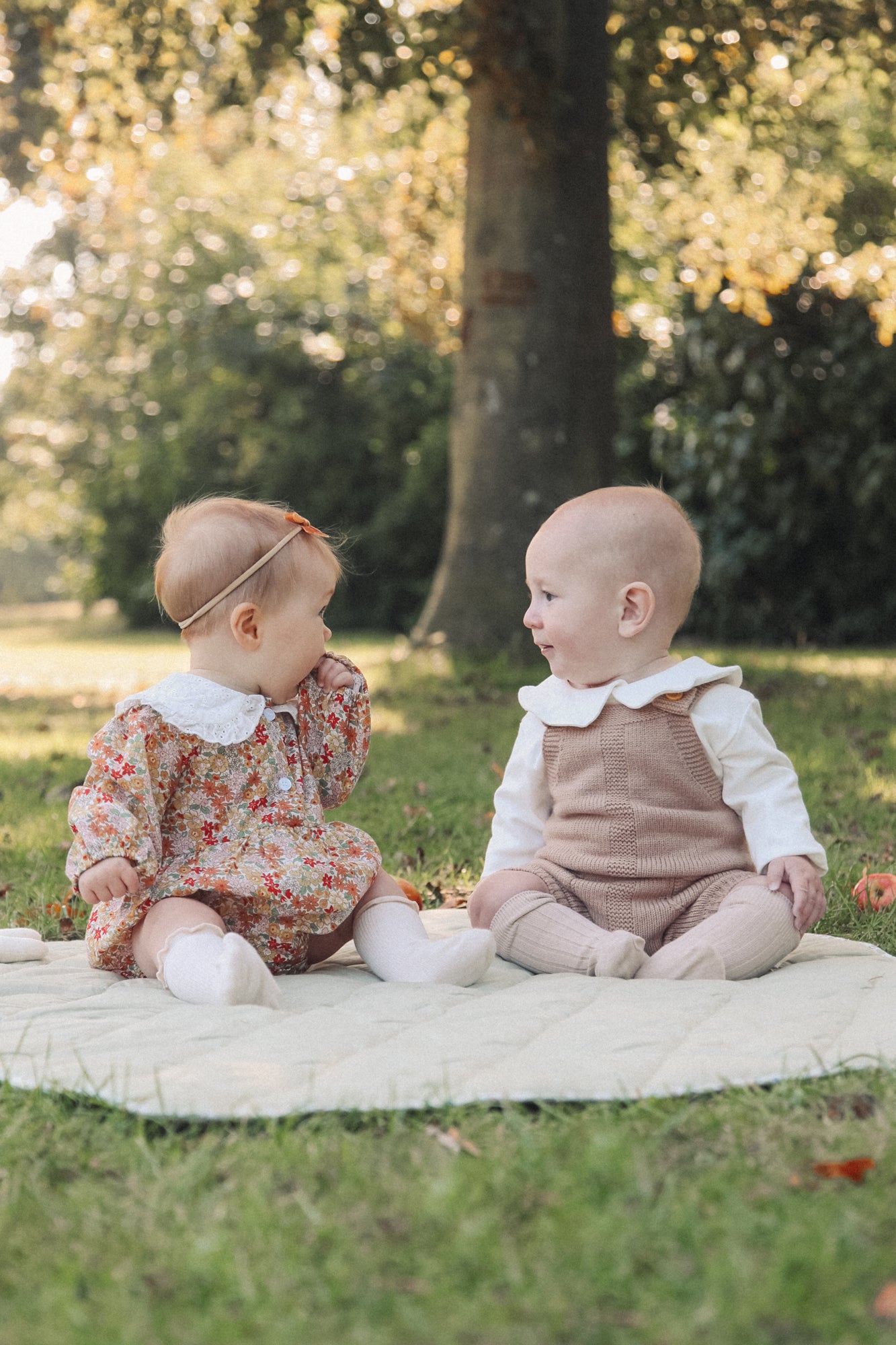 Autumn Floral & White Broderie Oversized Collar Romper