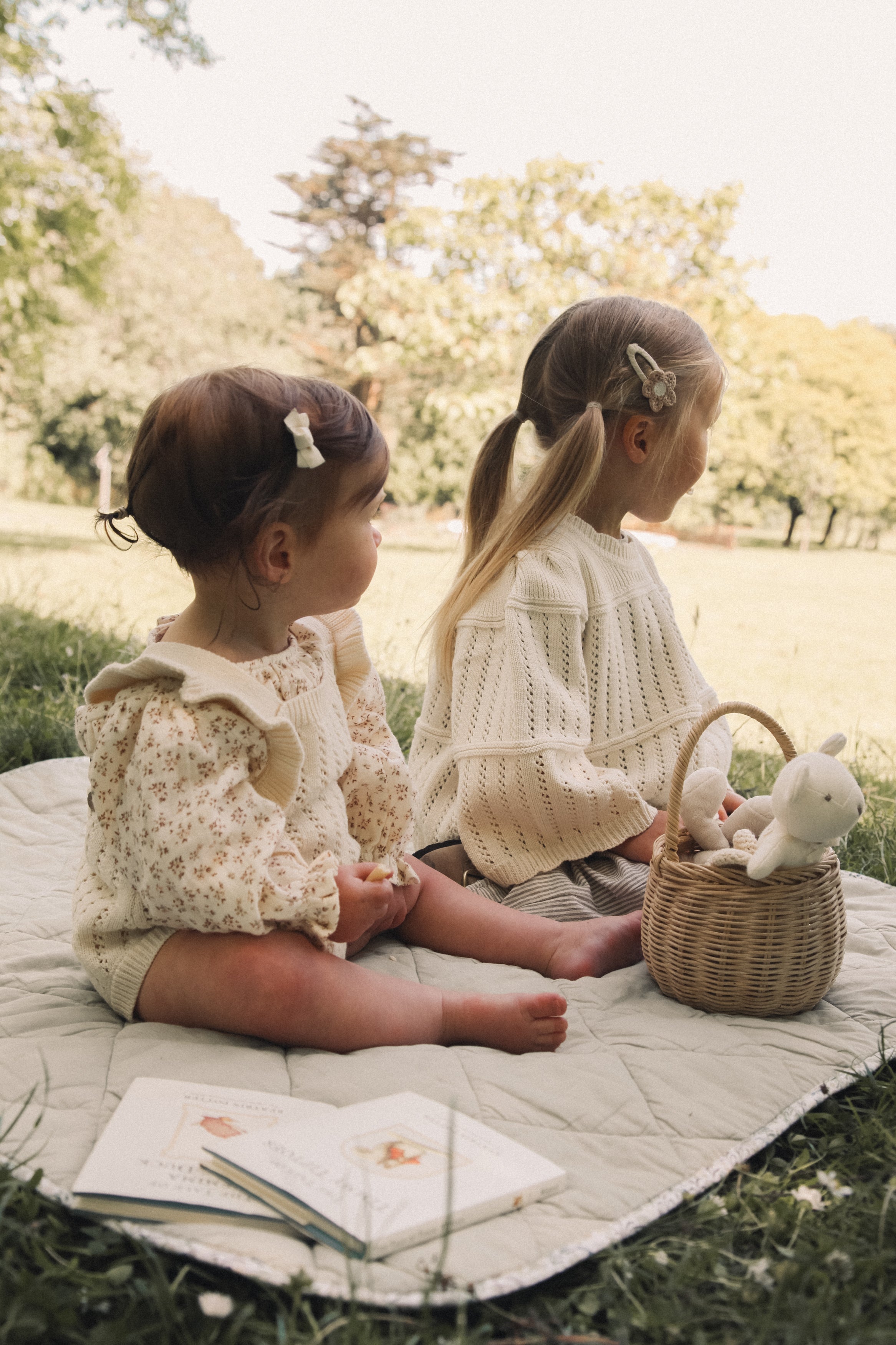 Cream Cotton Flare Sleeve Openwork Knit Jumper