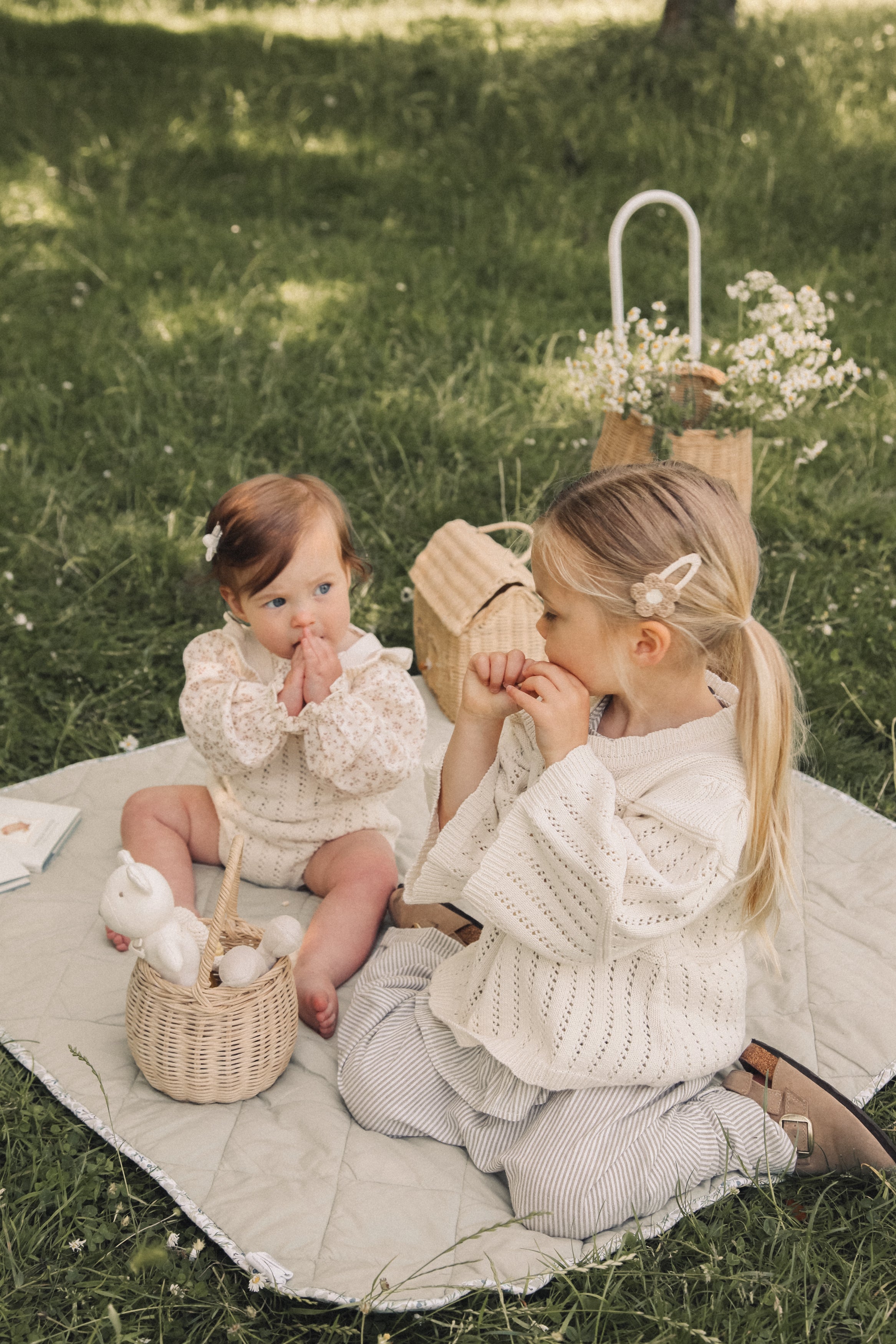 Cream Cotton Flare Sleeve Openwork Knit Jumper