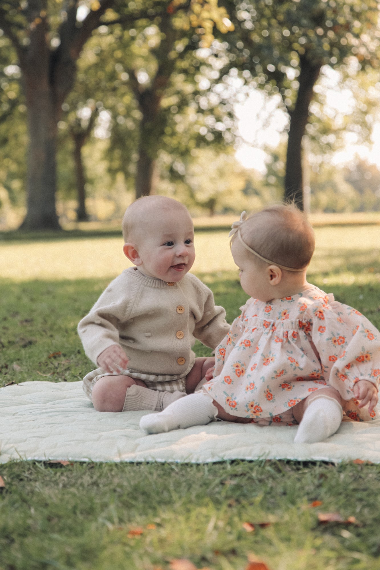 Orange/Green Floral Top & Bloomer Set