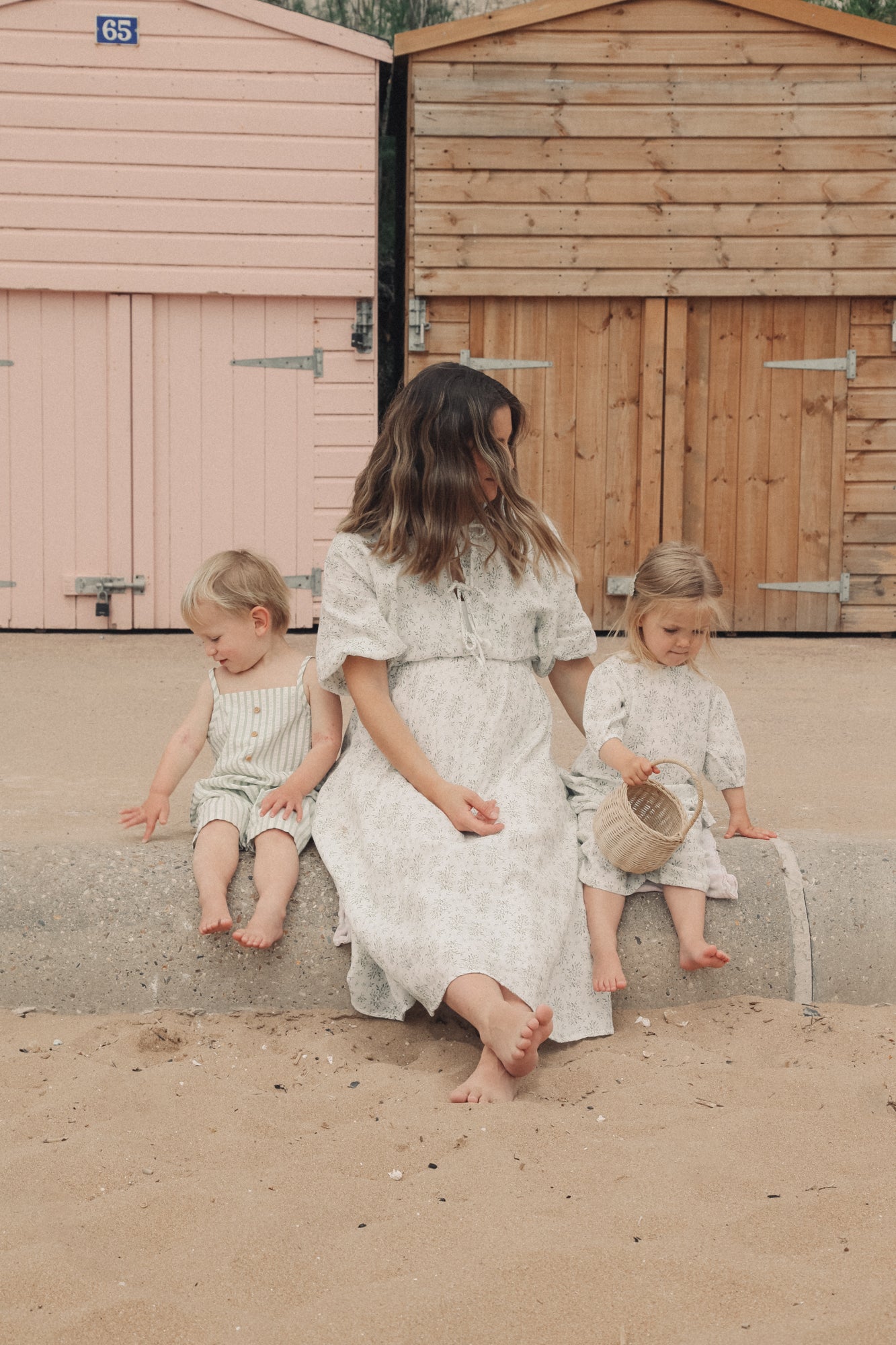 Olive Leaves/Muslin MAMA Midi Dress