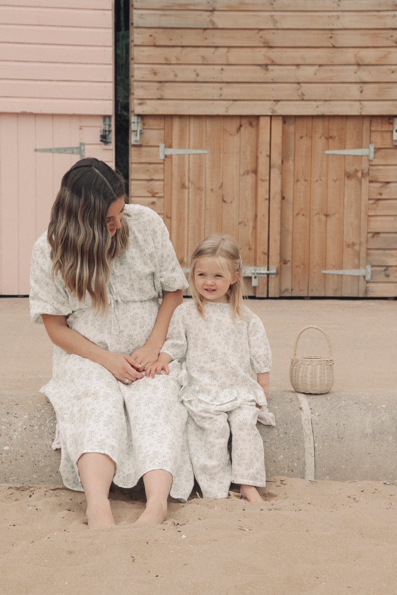 Olive Leaves/Muslin Wide Leg Trousers