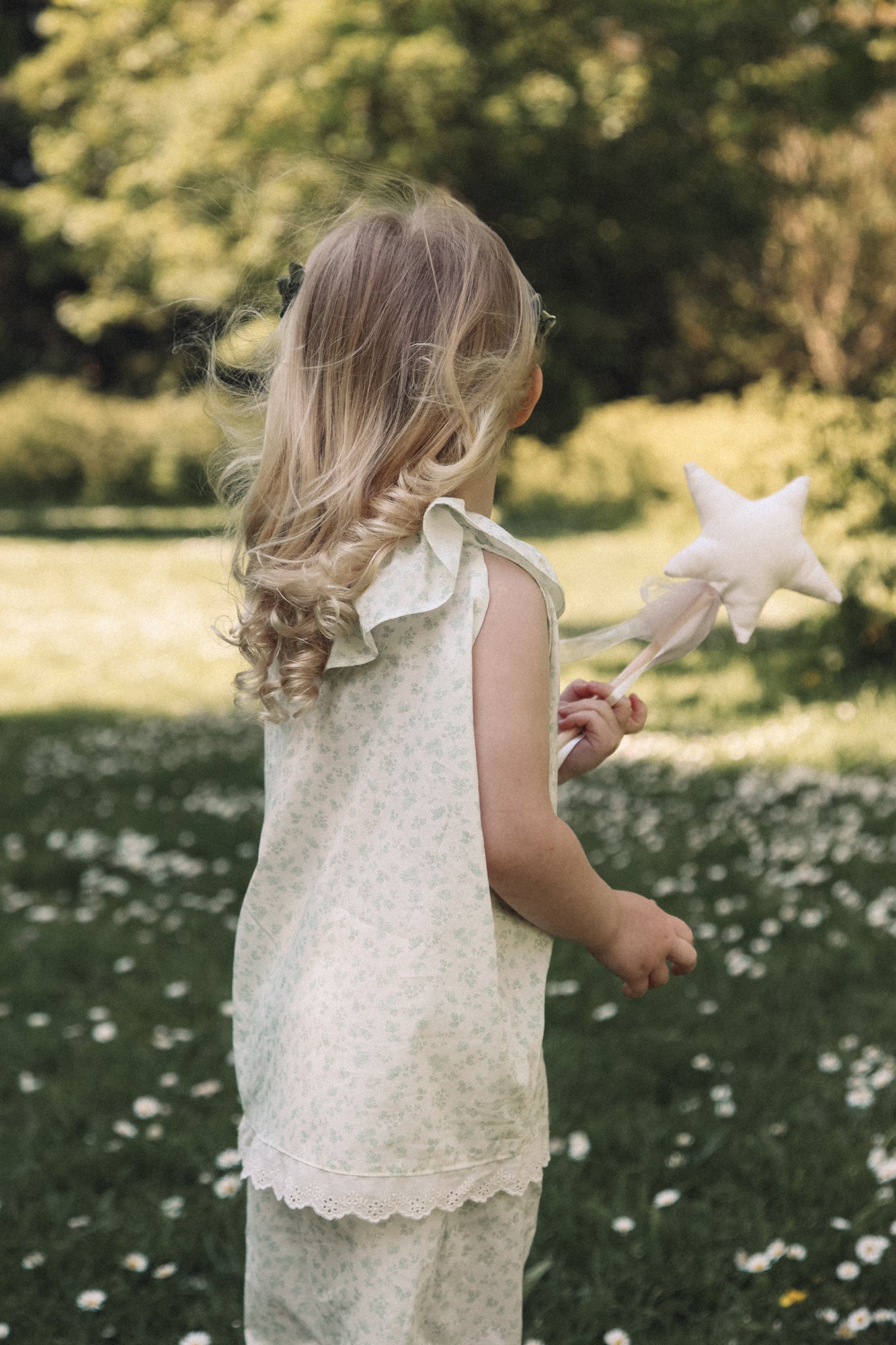 Pastel Green Ditsy Floral Frill Top