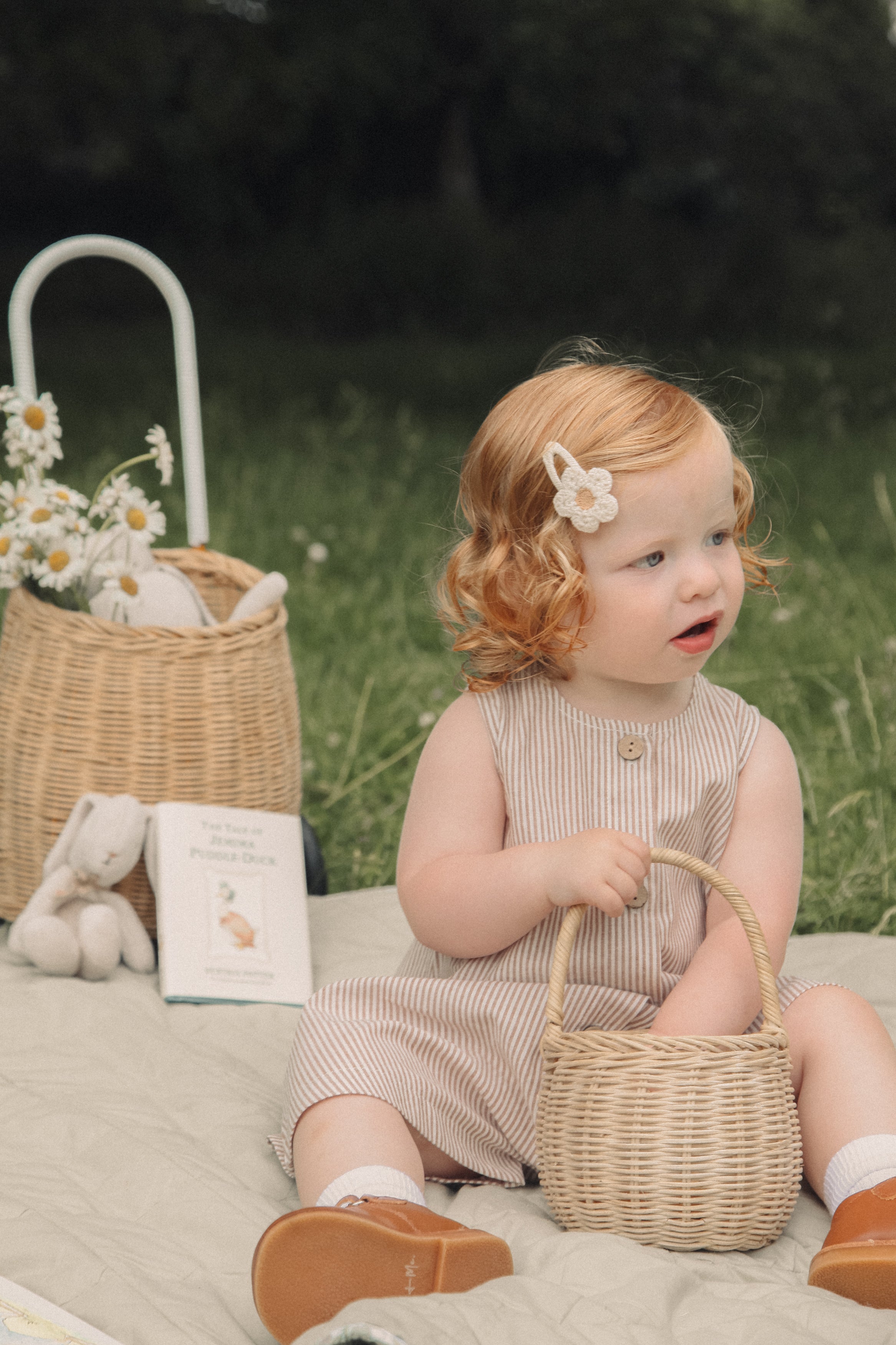 Brown/Stripe Cotton Button Front Playsuit