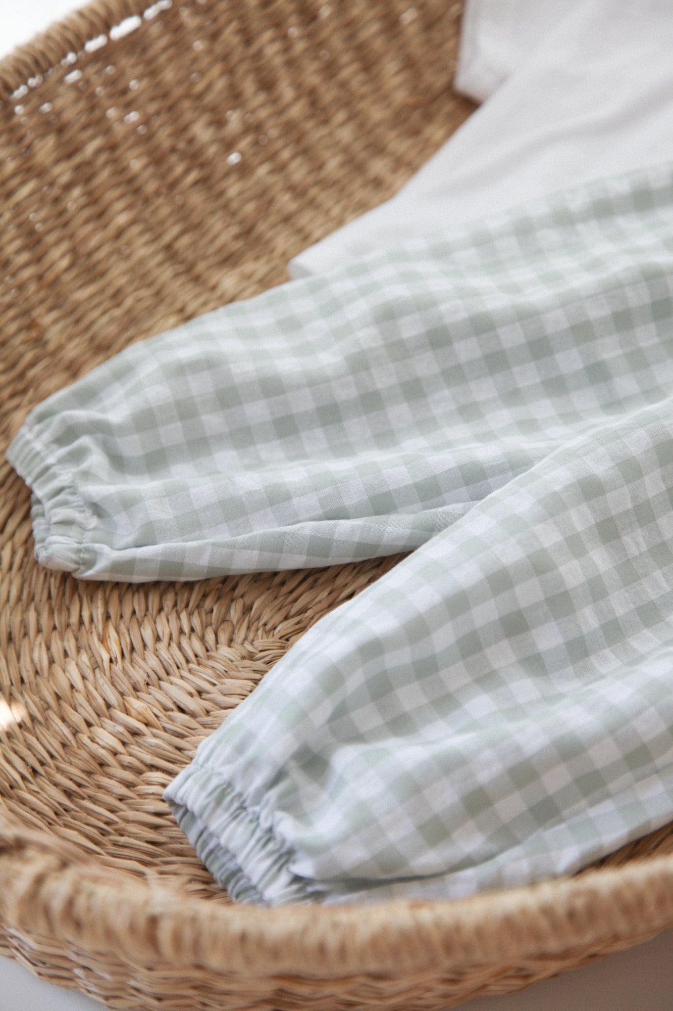 Light/Mint Gingham Summer Trousers