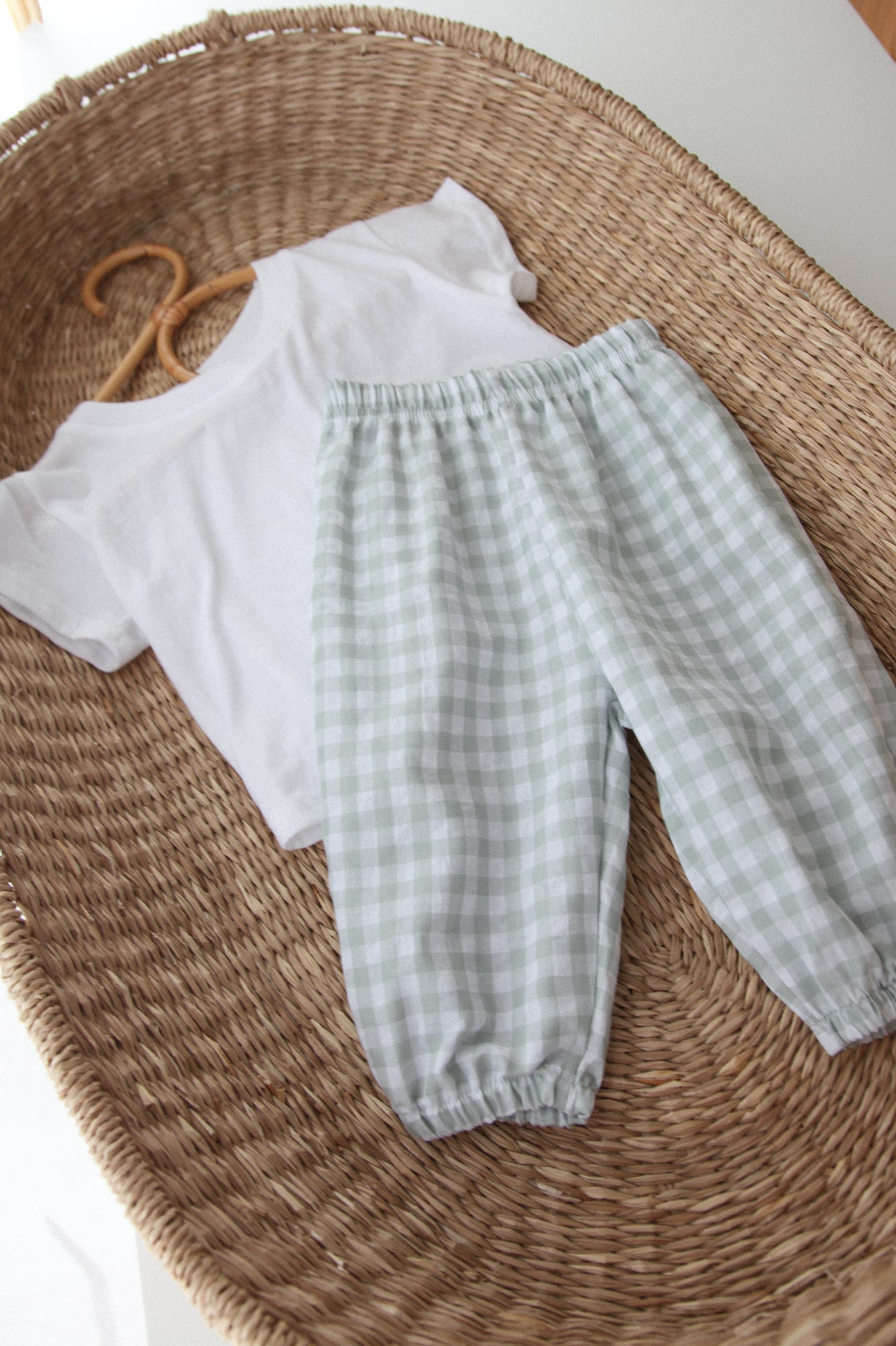 Light/Mint Gingham Summer Trousers