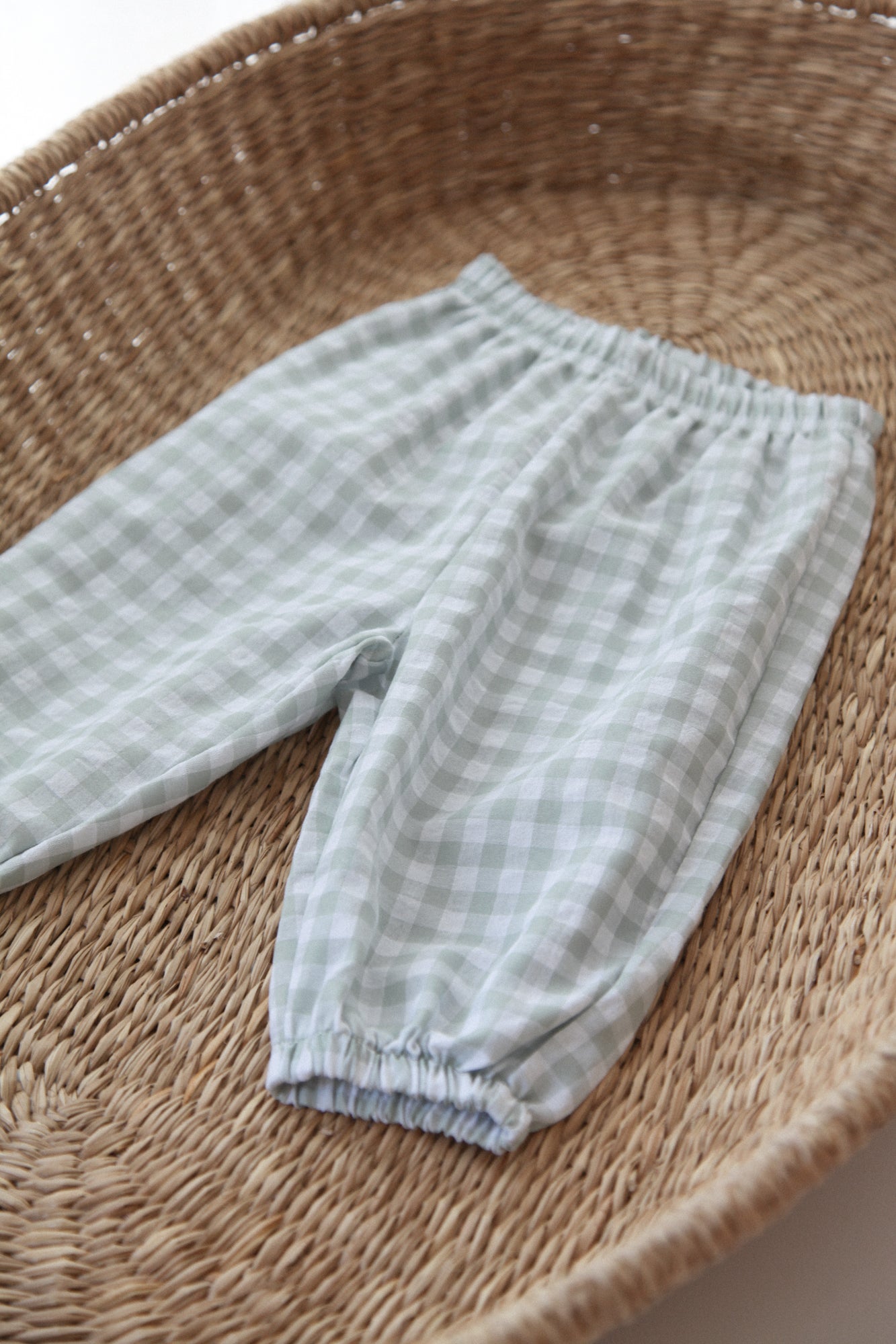 Light/Mint Gingham Summer Trousers