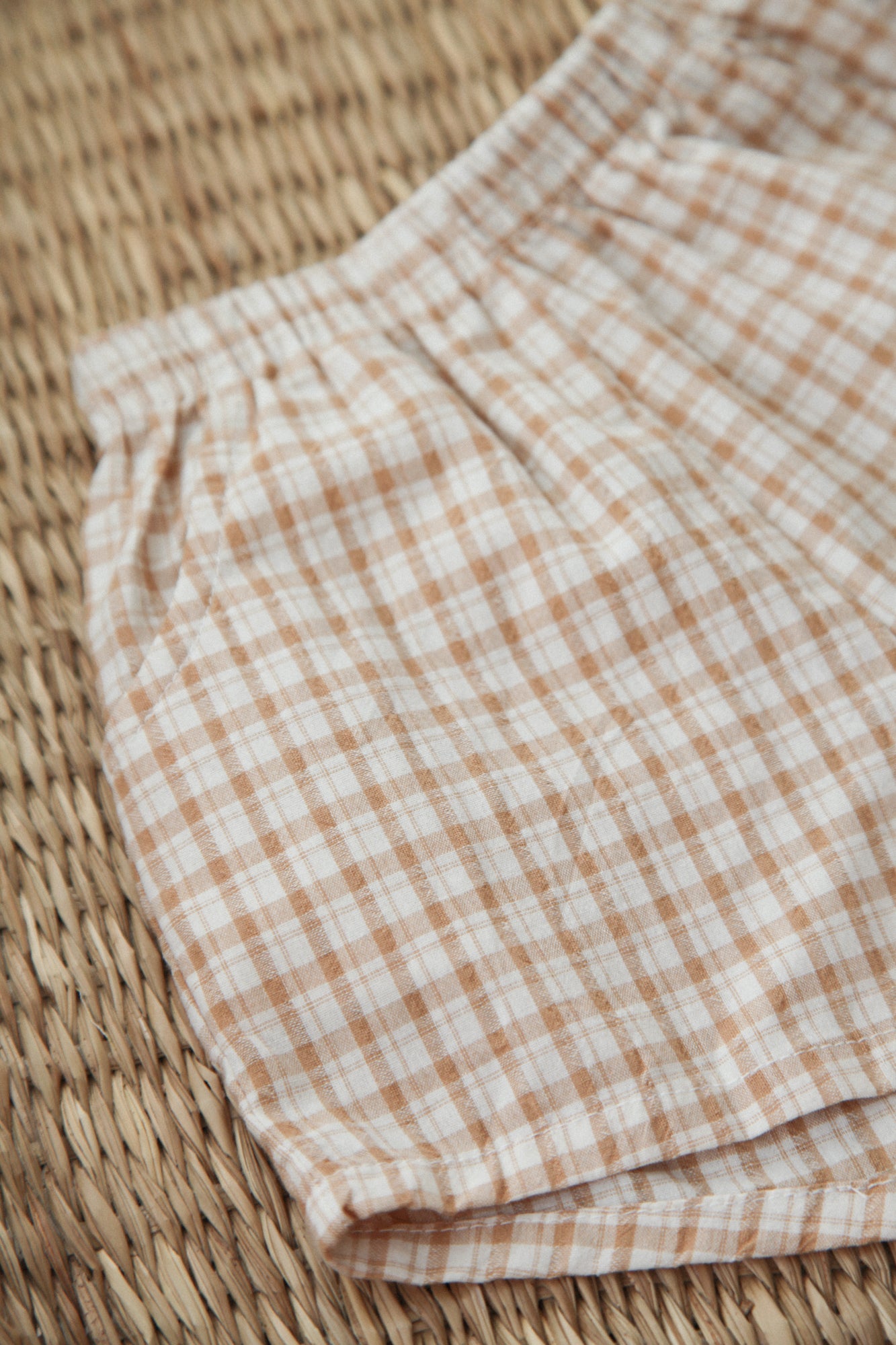 Light/Brown Check Pocket Cotton Shorts