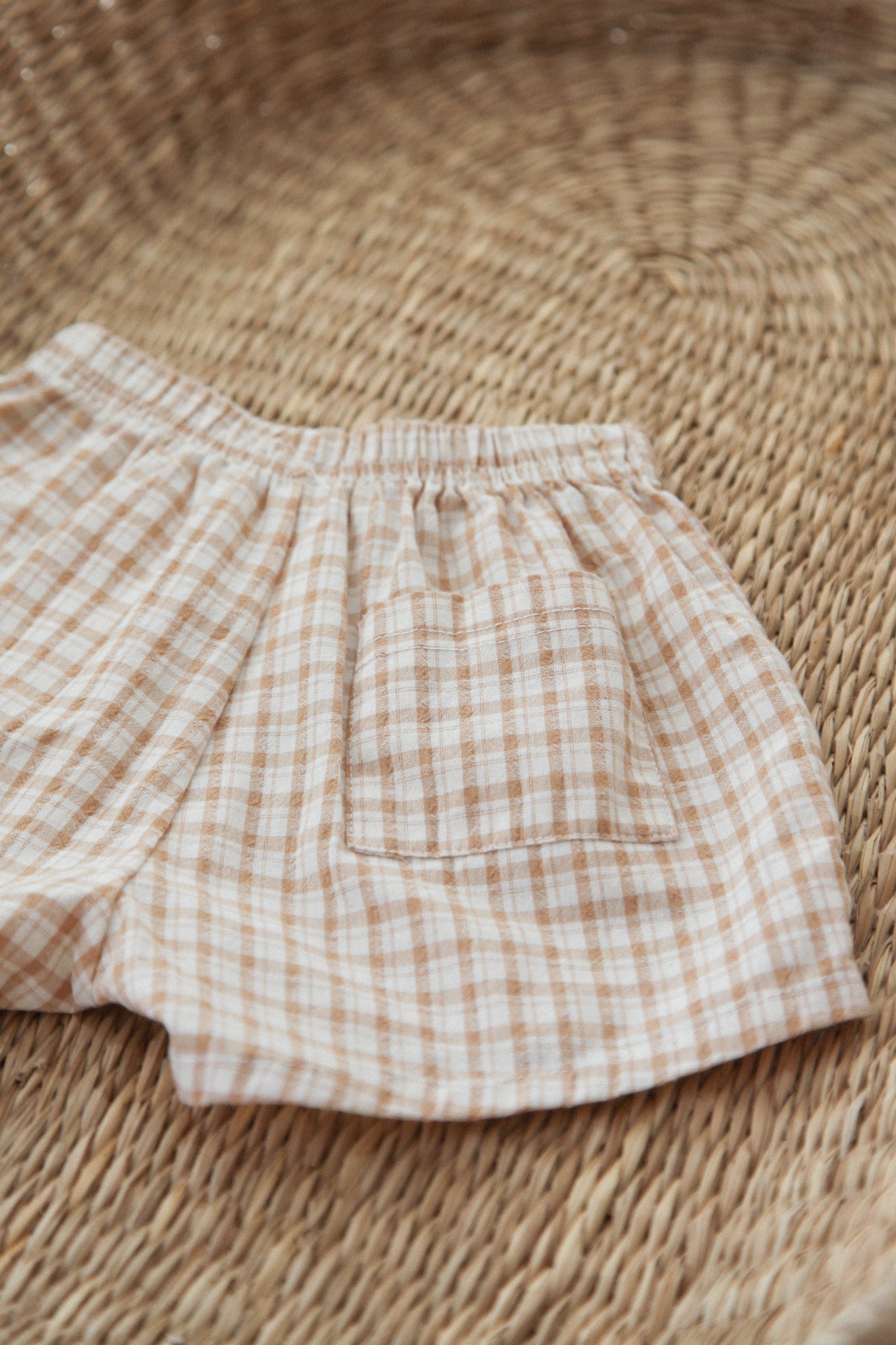 Light/Brown Check Pocket Cotton Shorts