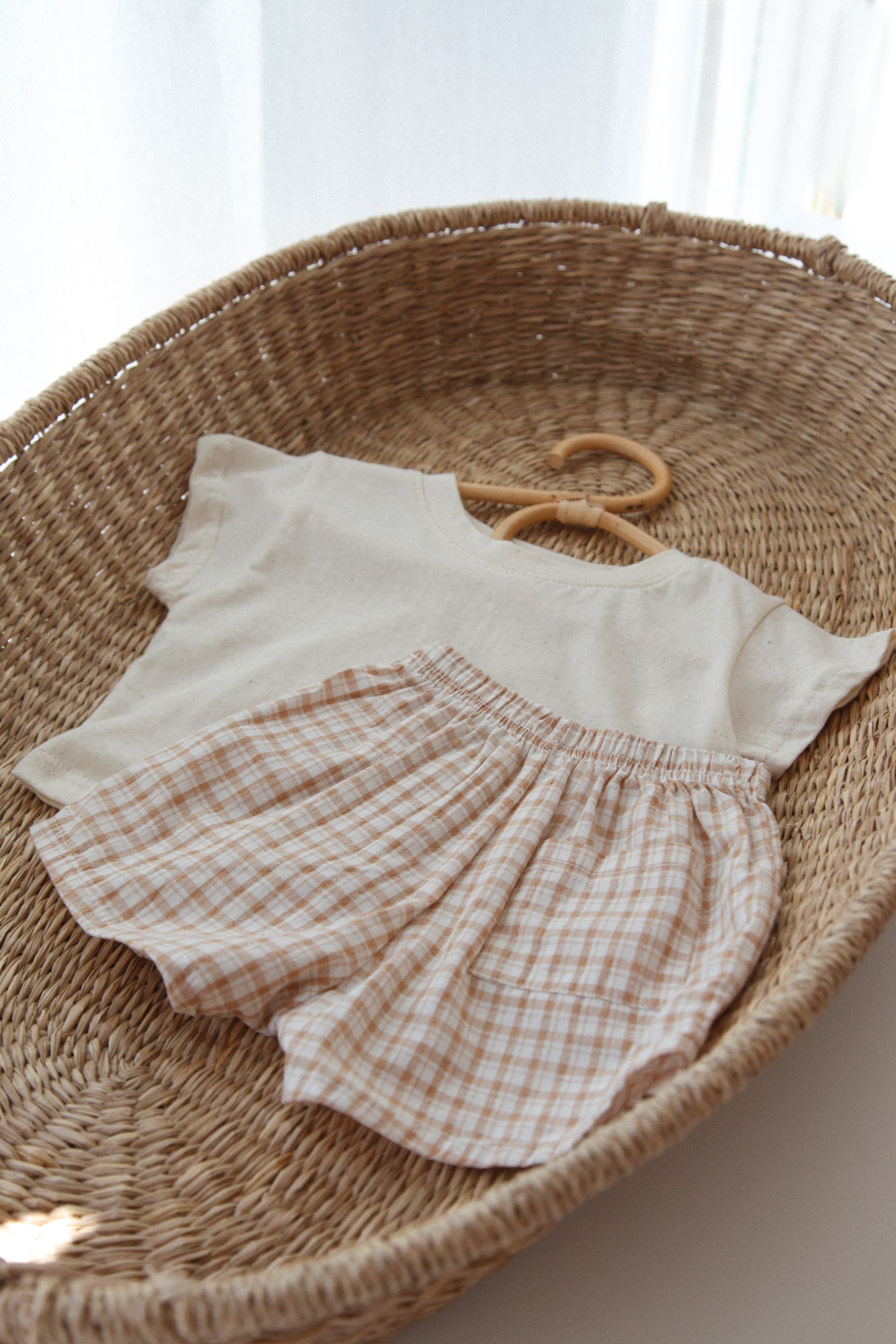 Light/Brown Check Pocket Cotton Shorts