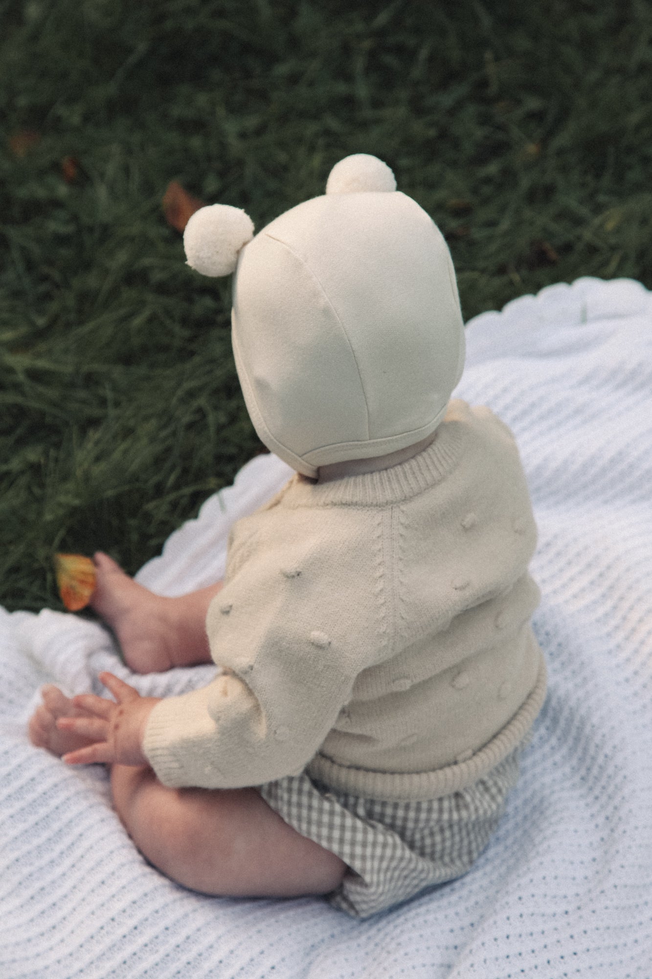 Cream Cotton Bear Bonnet