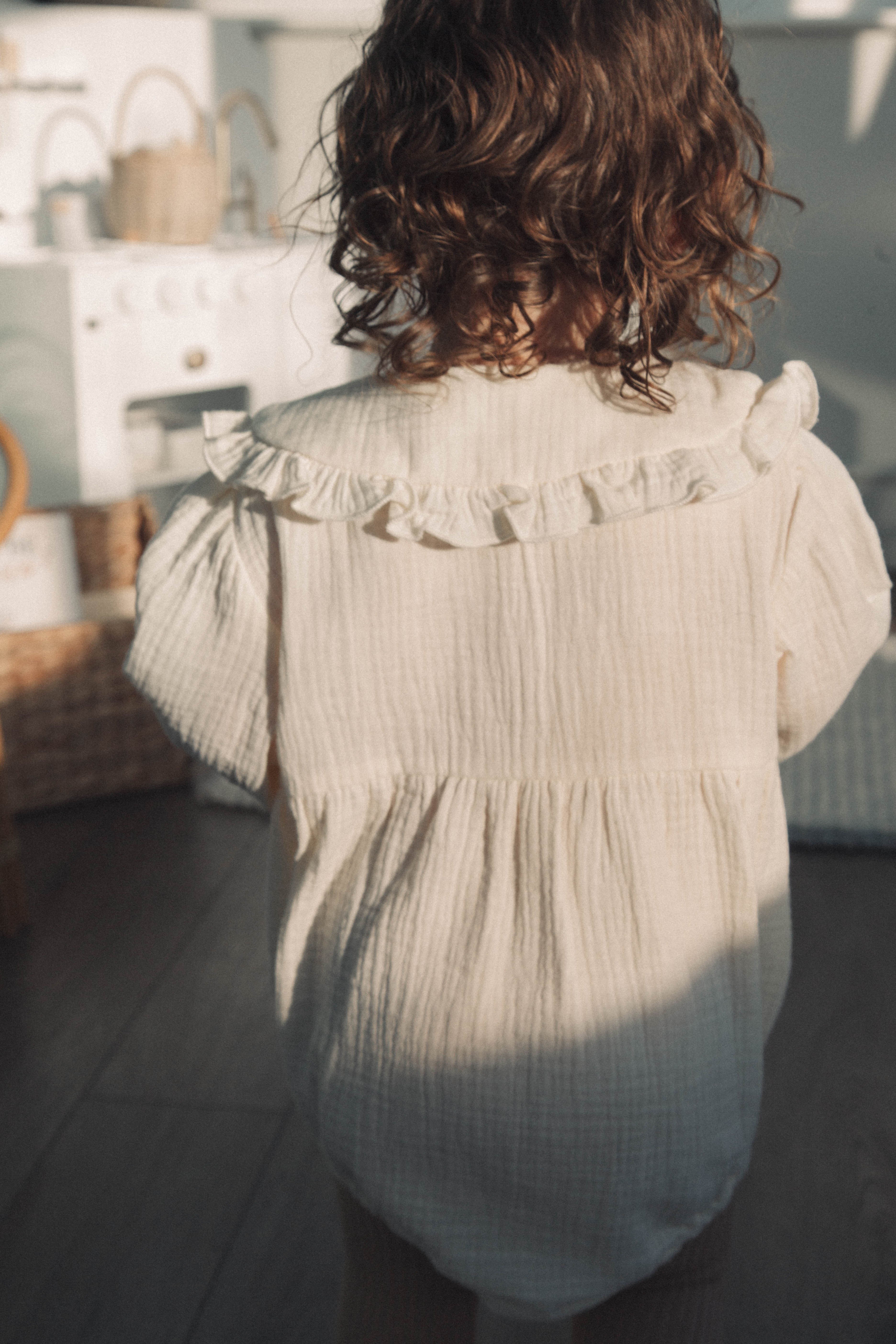 Cream Frill Collar Muslin Romper