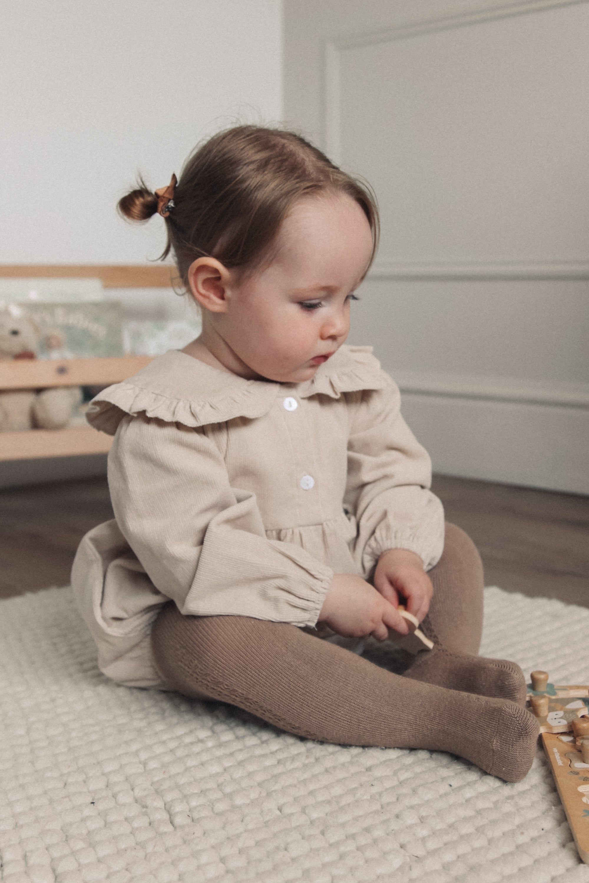 Stone/Cord Oversize Frill Collar Romper