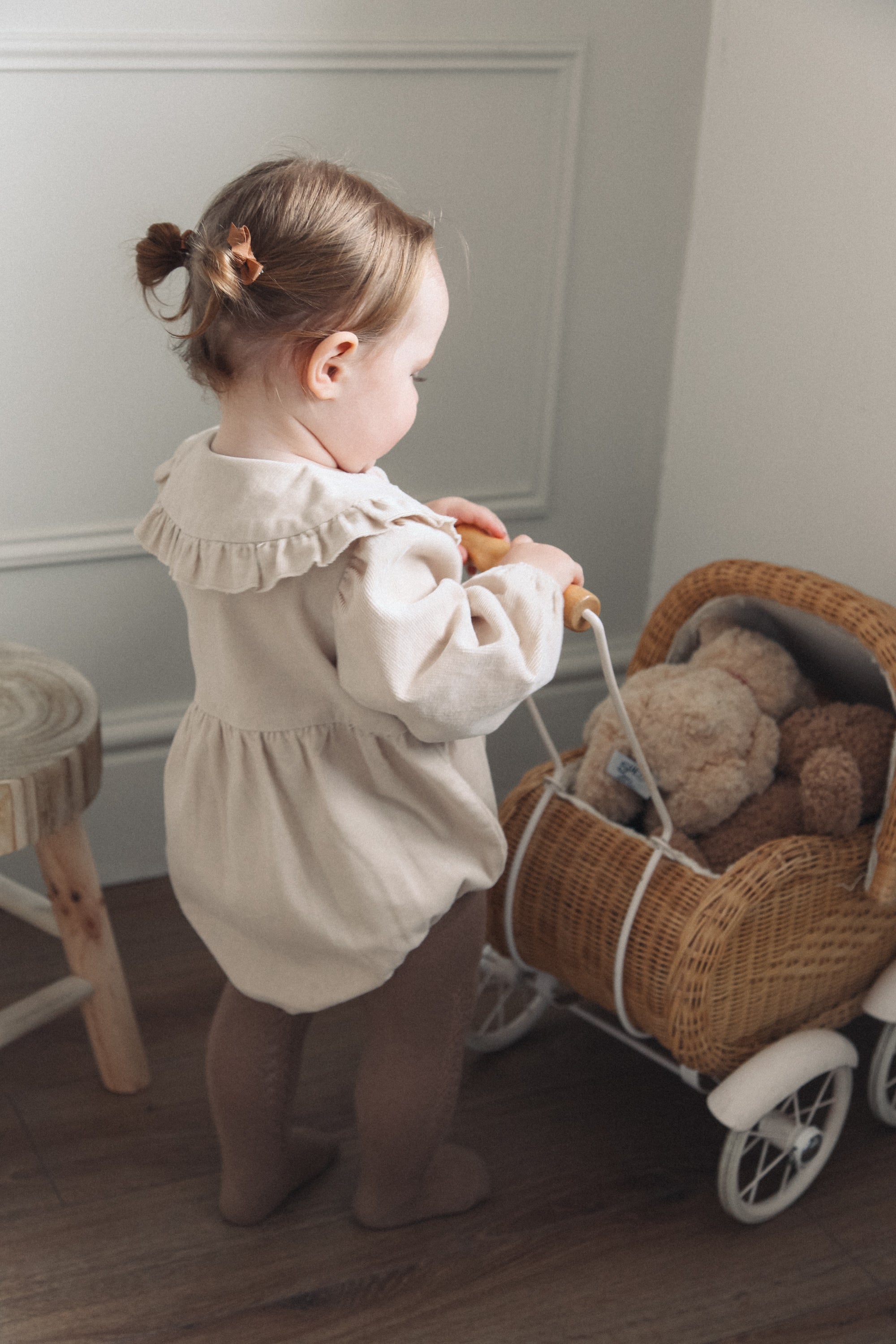 Stone/Cord Oversize Frill Collar Romper