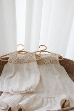 Cream/Crochet Muslin Dress