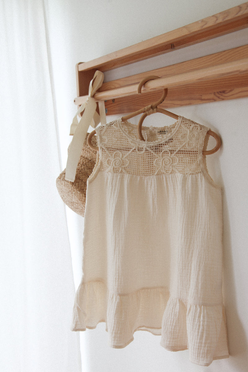 Cream/Crochet Muslin Dress