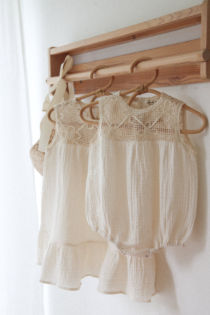 Cream/Crochet Muslin Dress