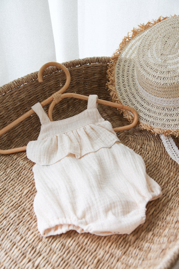 Nude Muslin Cami Frill Romper