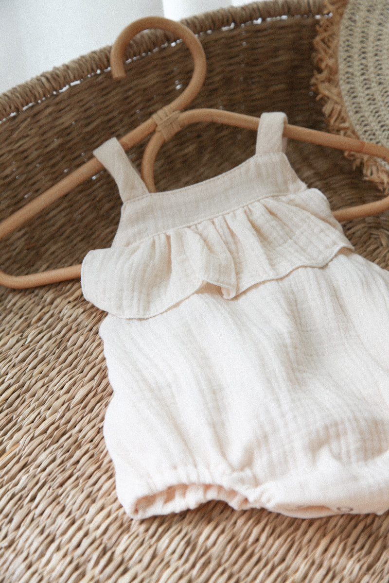 Nude Muslin Cami Frill Romper