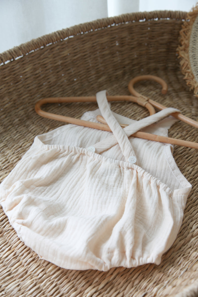 Nude Muslin Cami Frill Romper