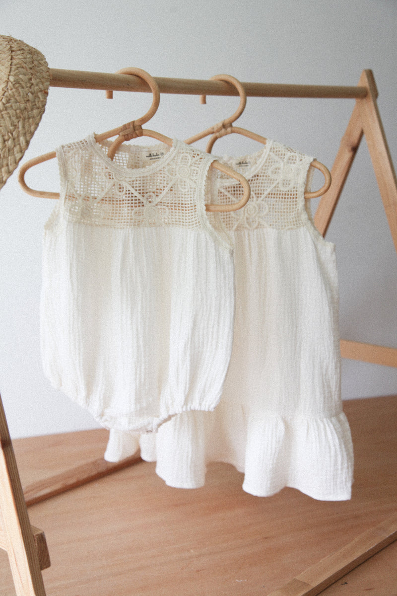 Cream/Crochet Muslin Dress